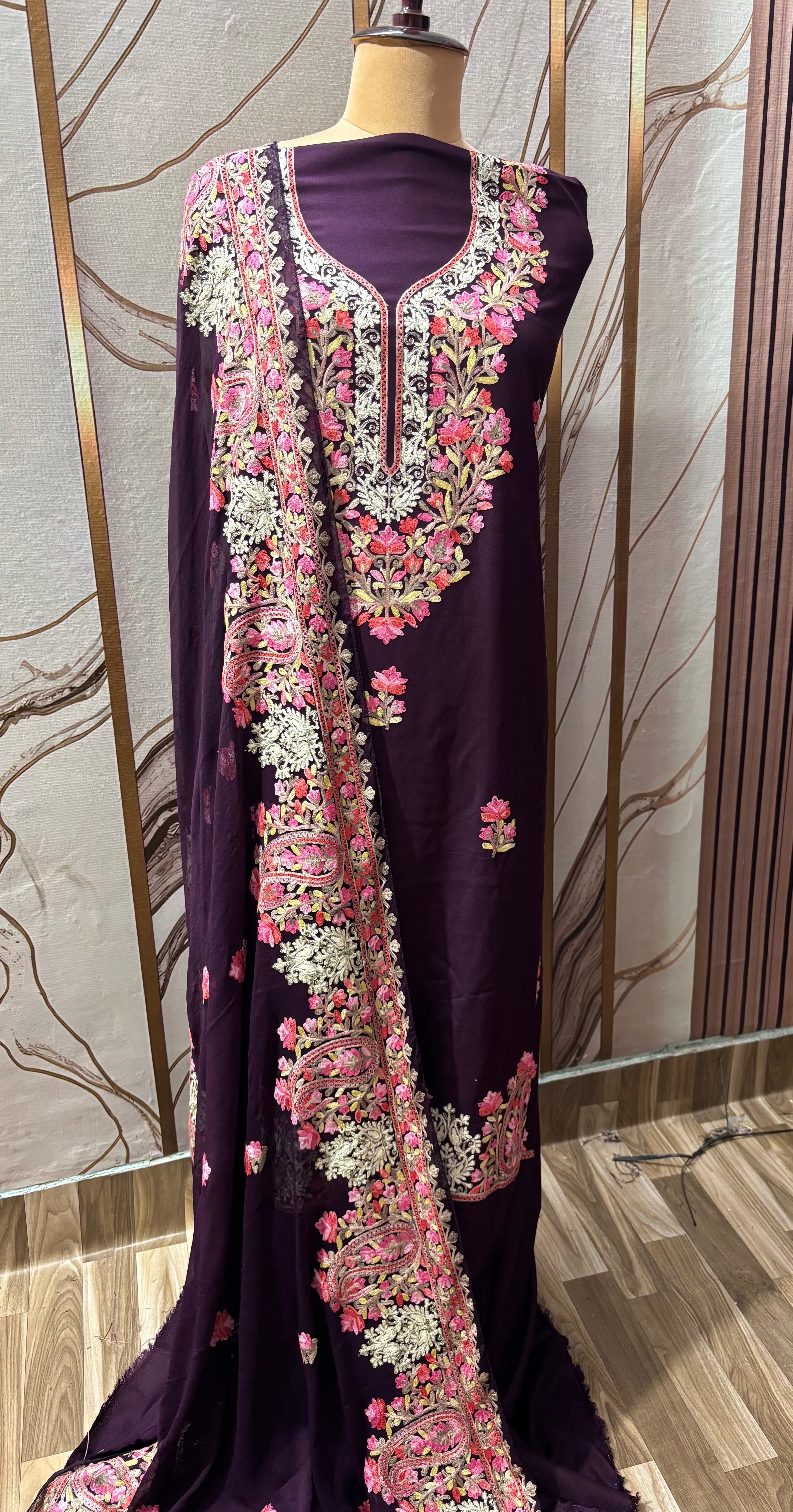 Pure rayon cotton embroidery suit set