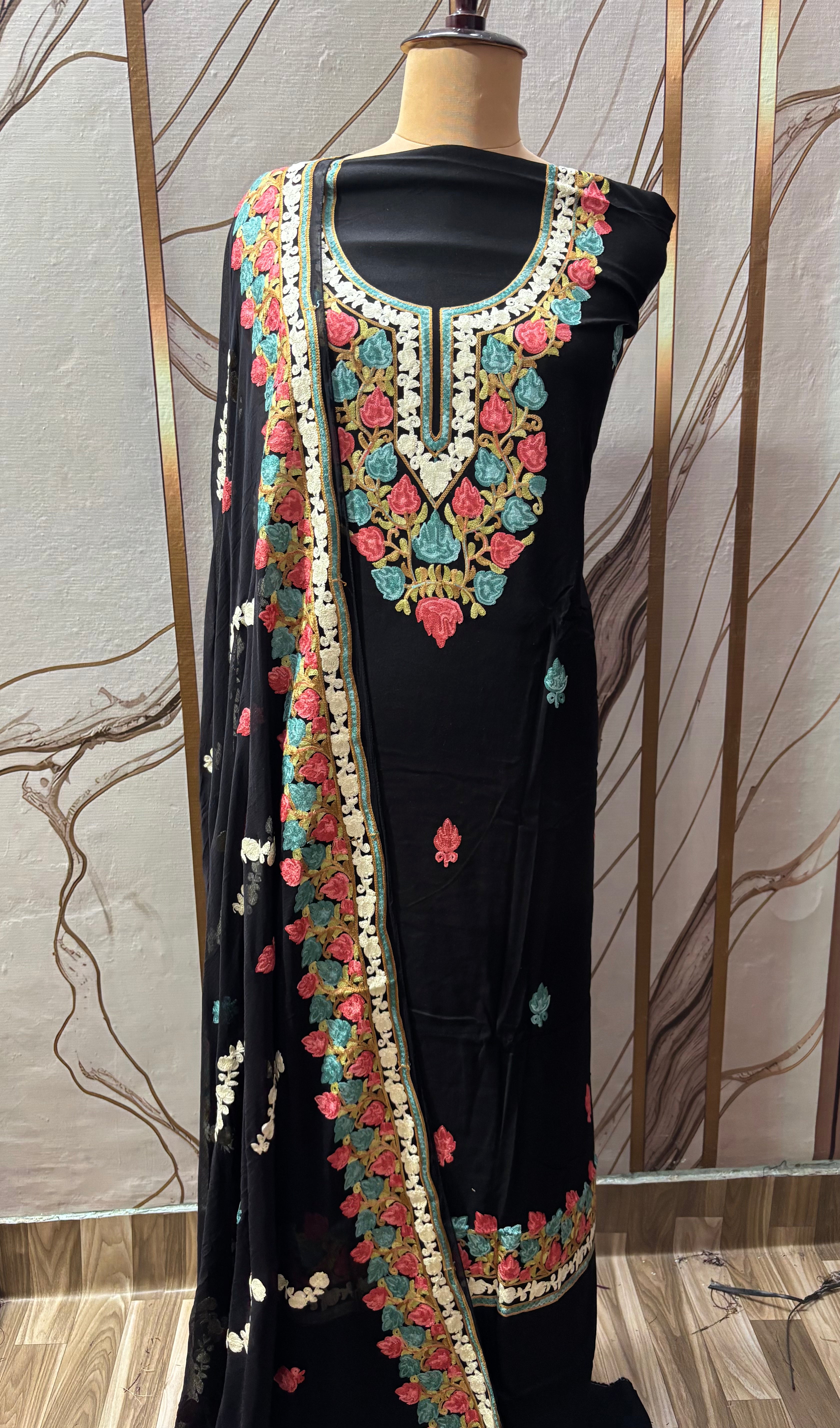 Pure rayon cotton embroidery suit set