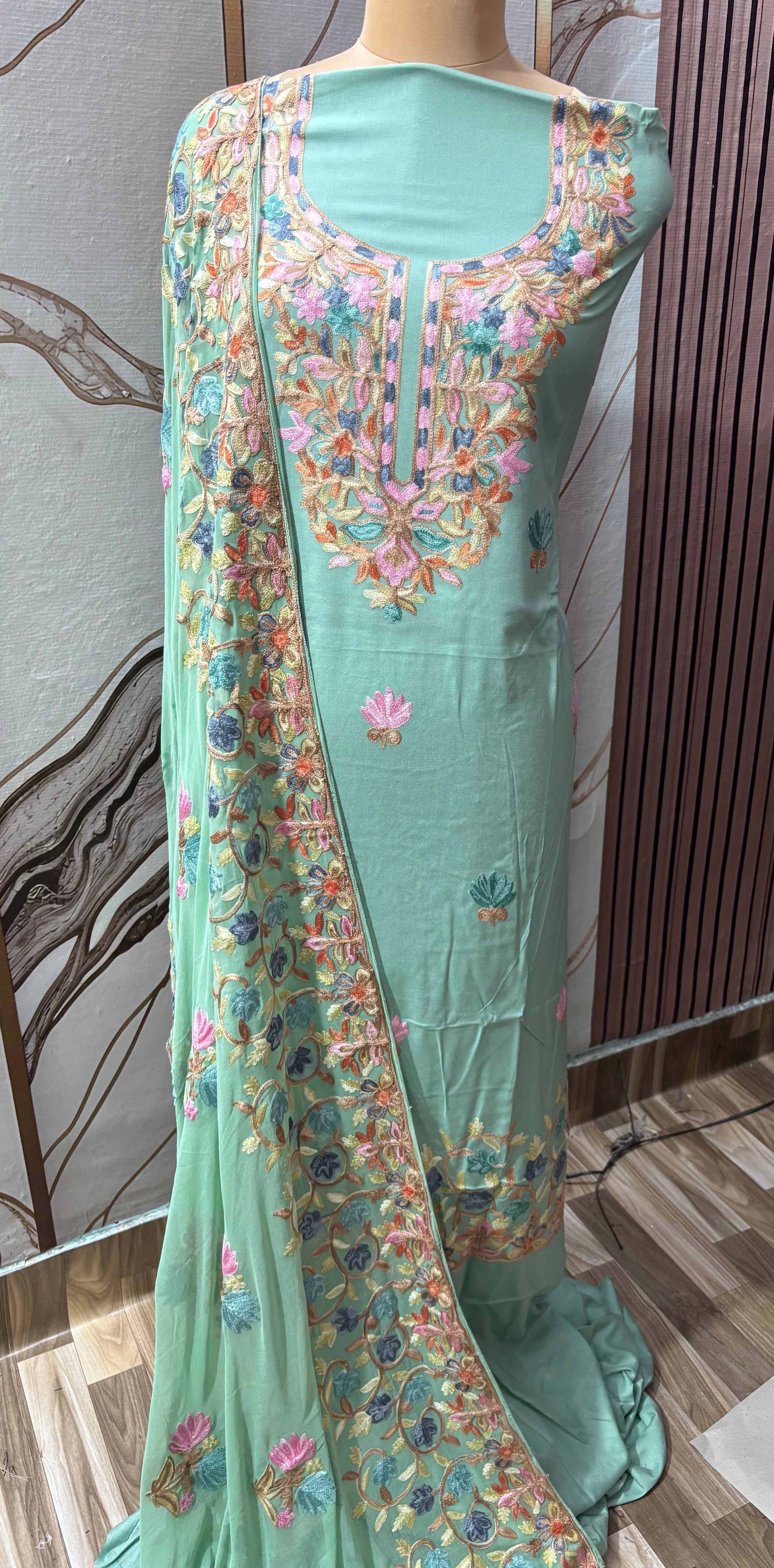 Pure rayon cotton embroidery suit set