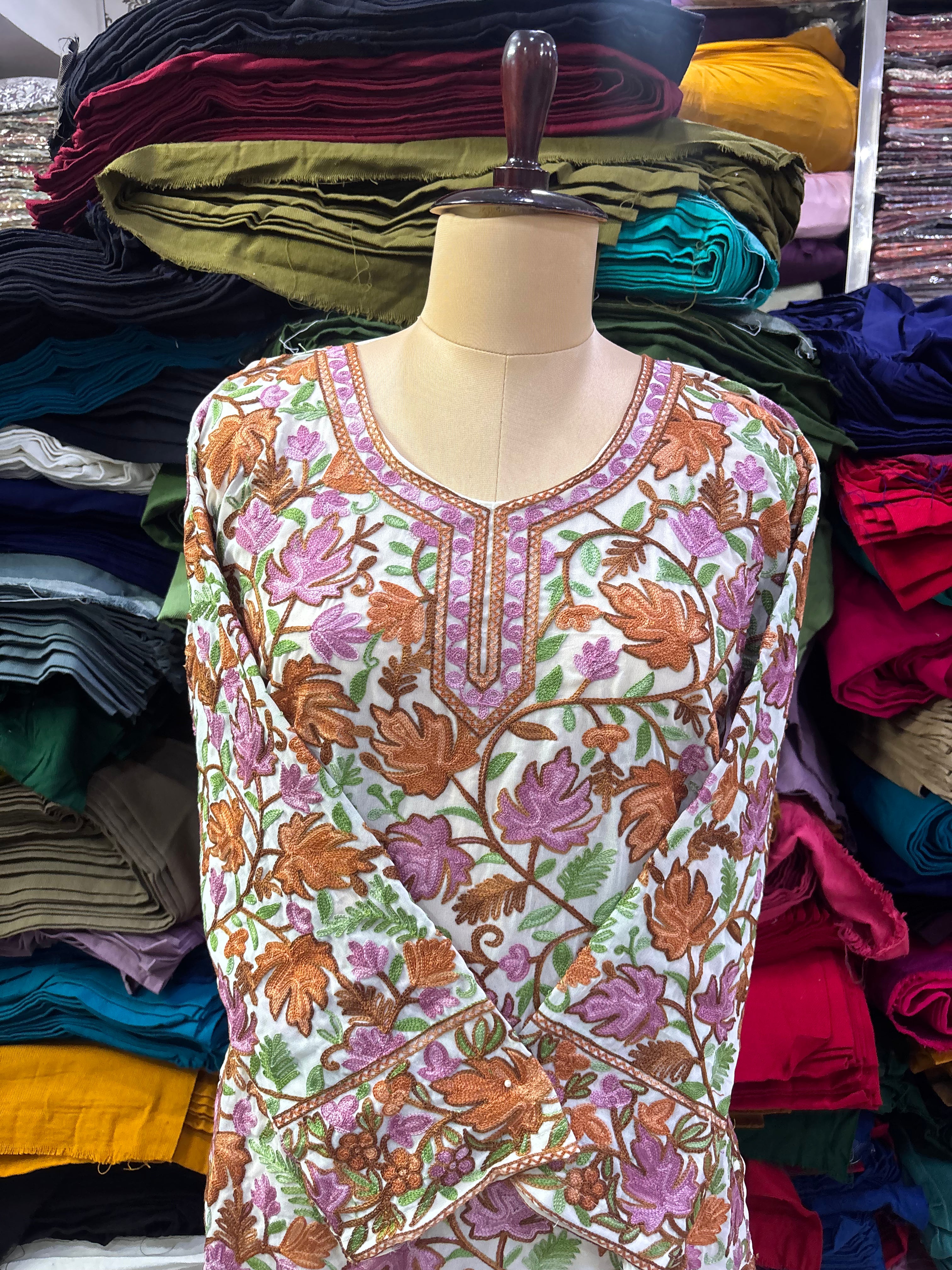 Milk white georgette chinar top