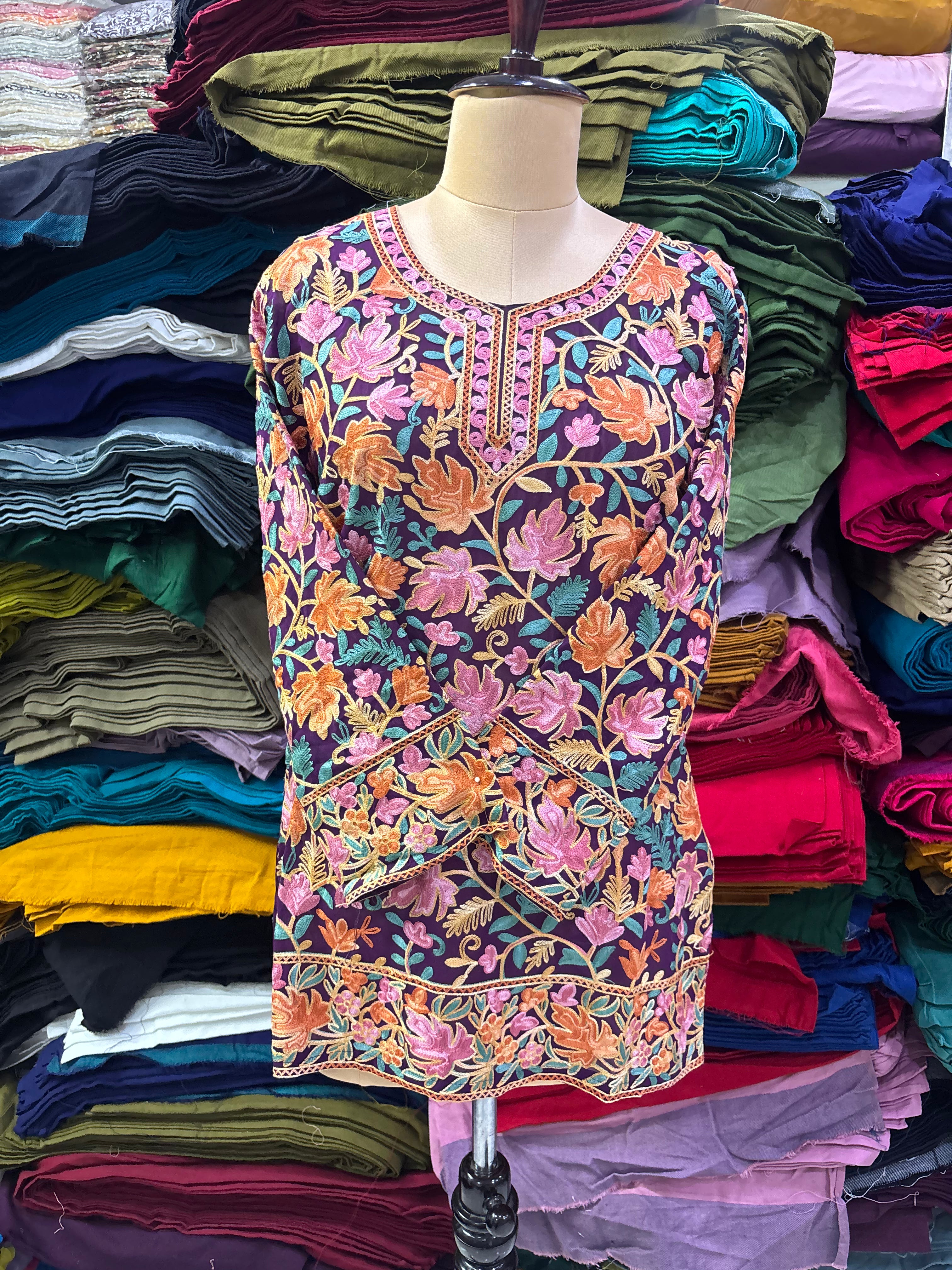 Purple georgette chinar top