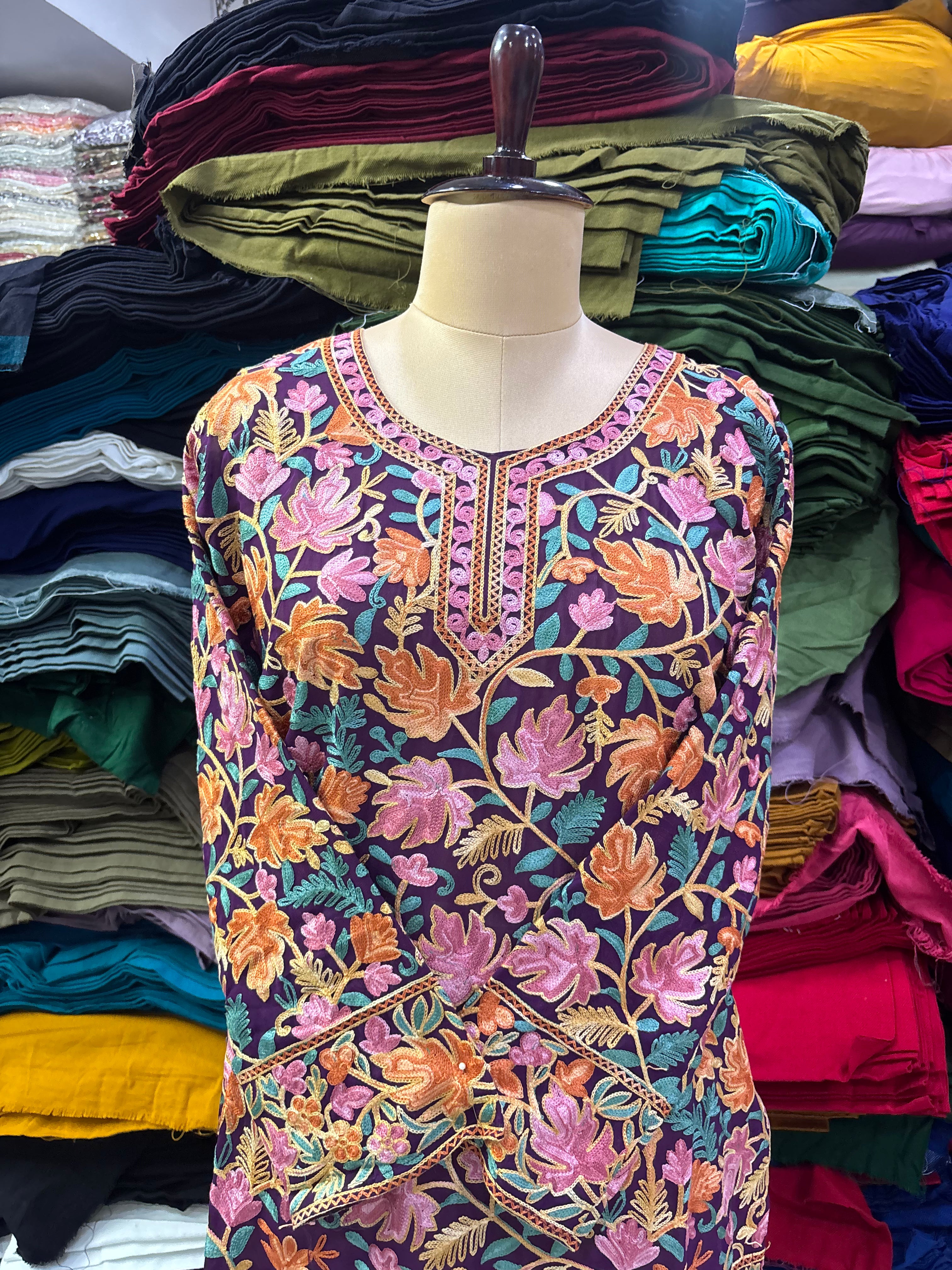 Purple georgette chinar top