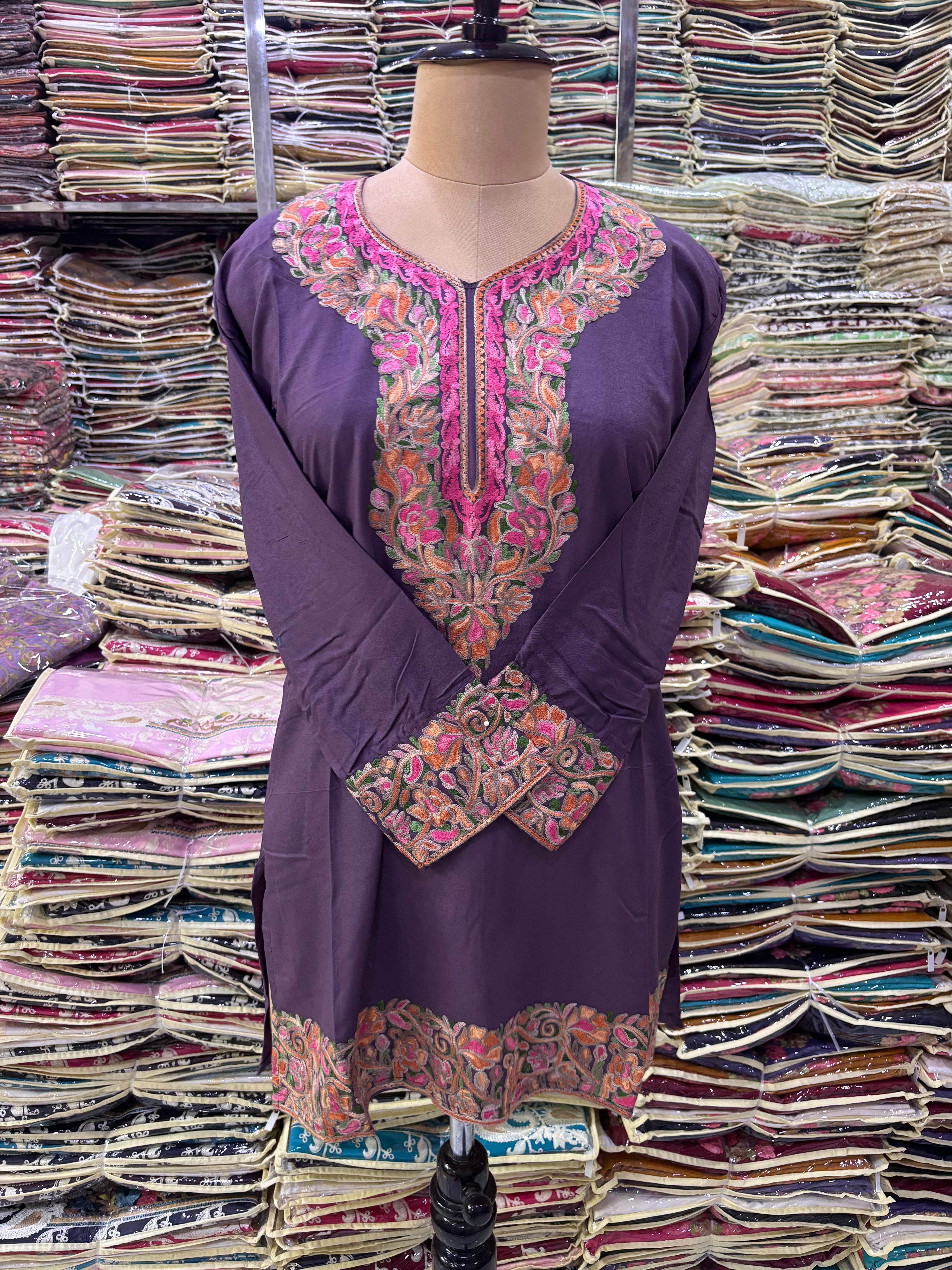 Viscose cotton kurti with embroidery work Size-44