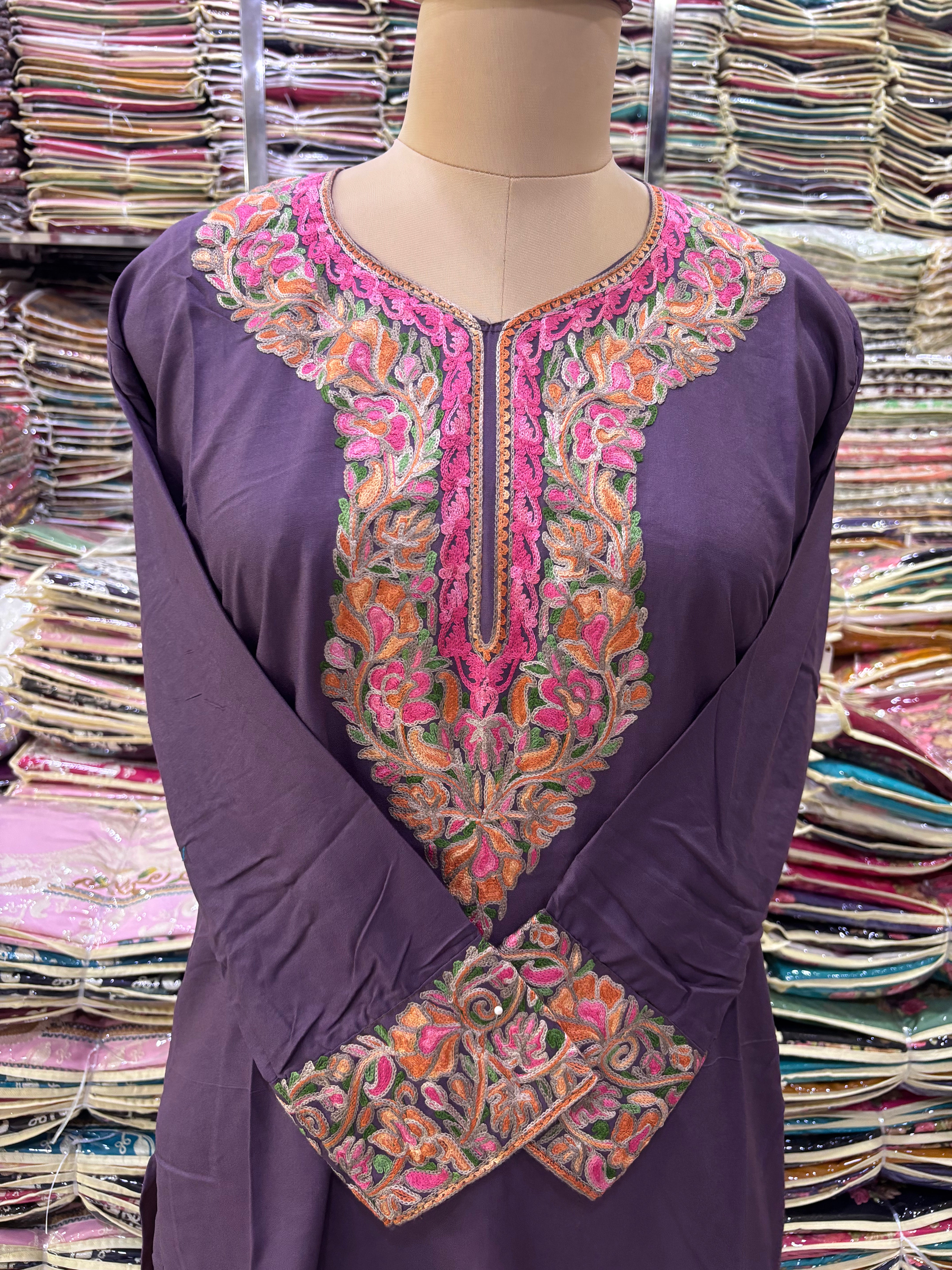 Viscose cotton kurti with embroidery work Size-44