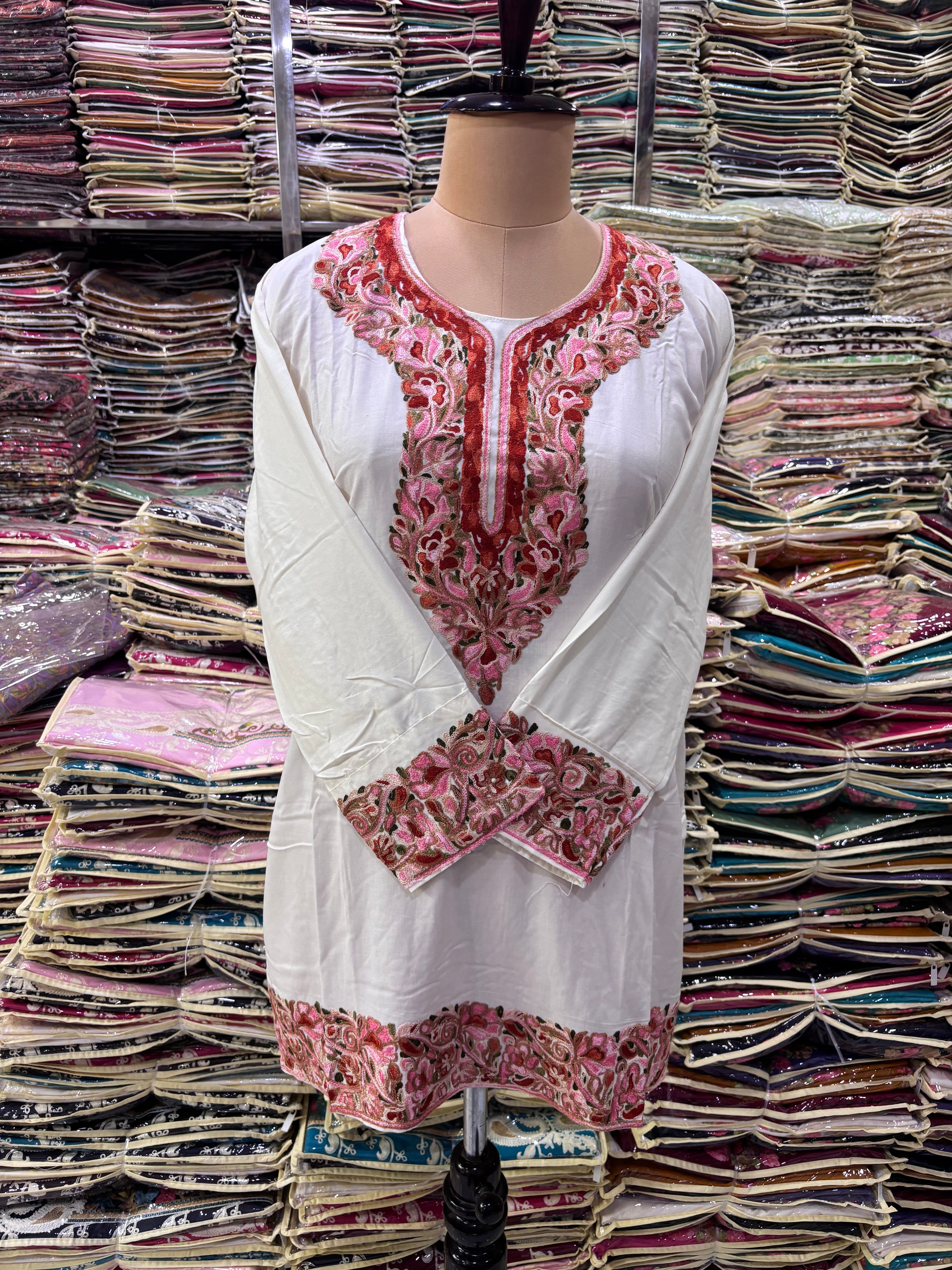 Viscose cotton kurti with embroidery work Size-46