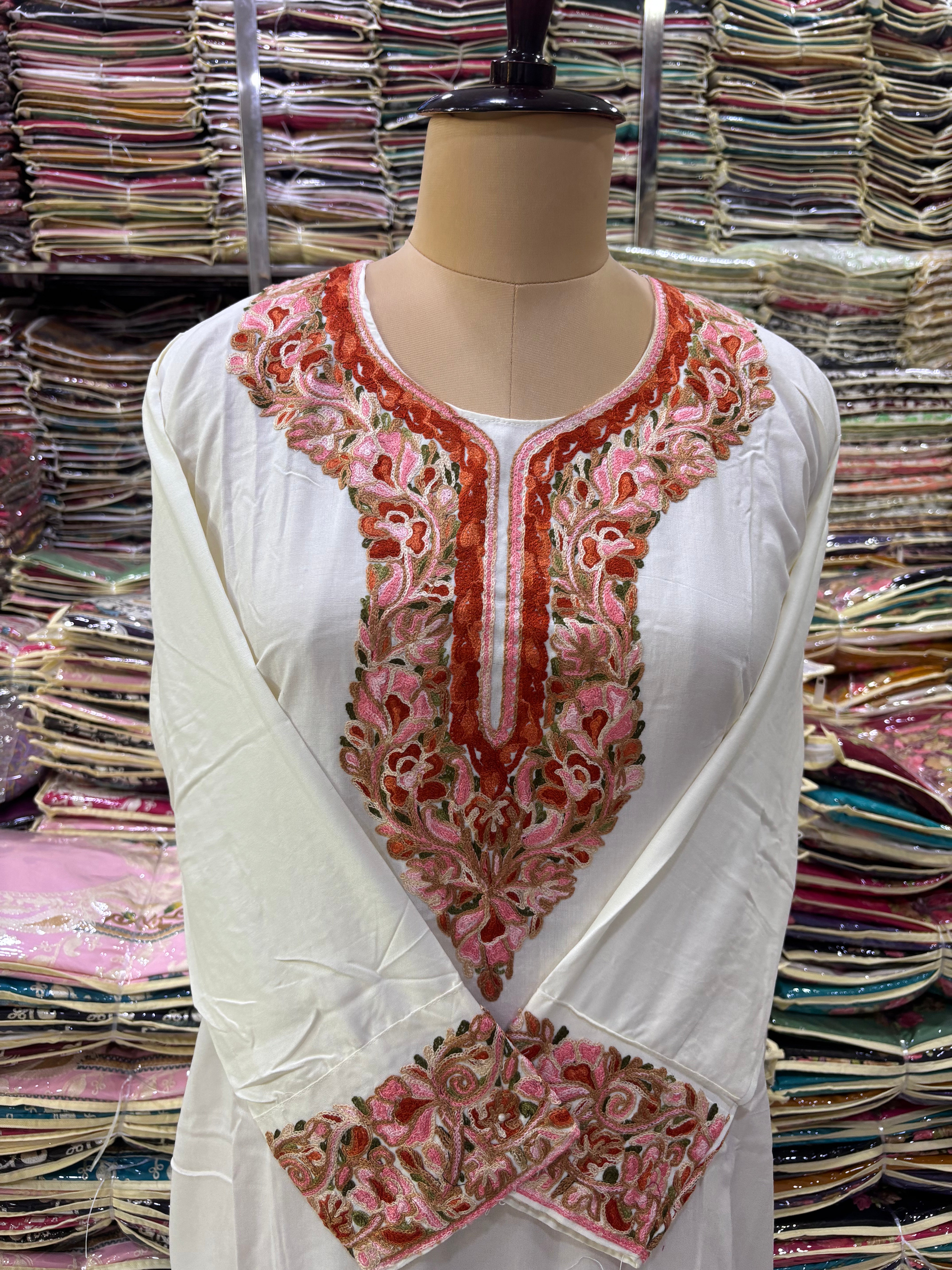 Viscose cotton kurti with embroidery work Size-46