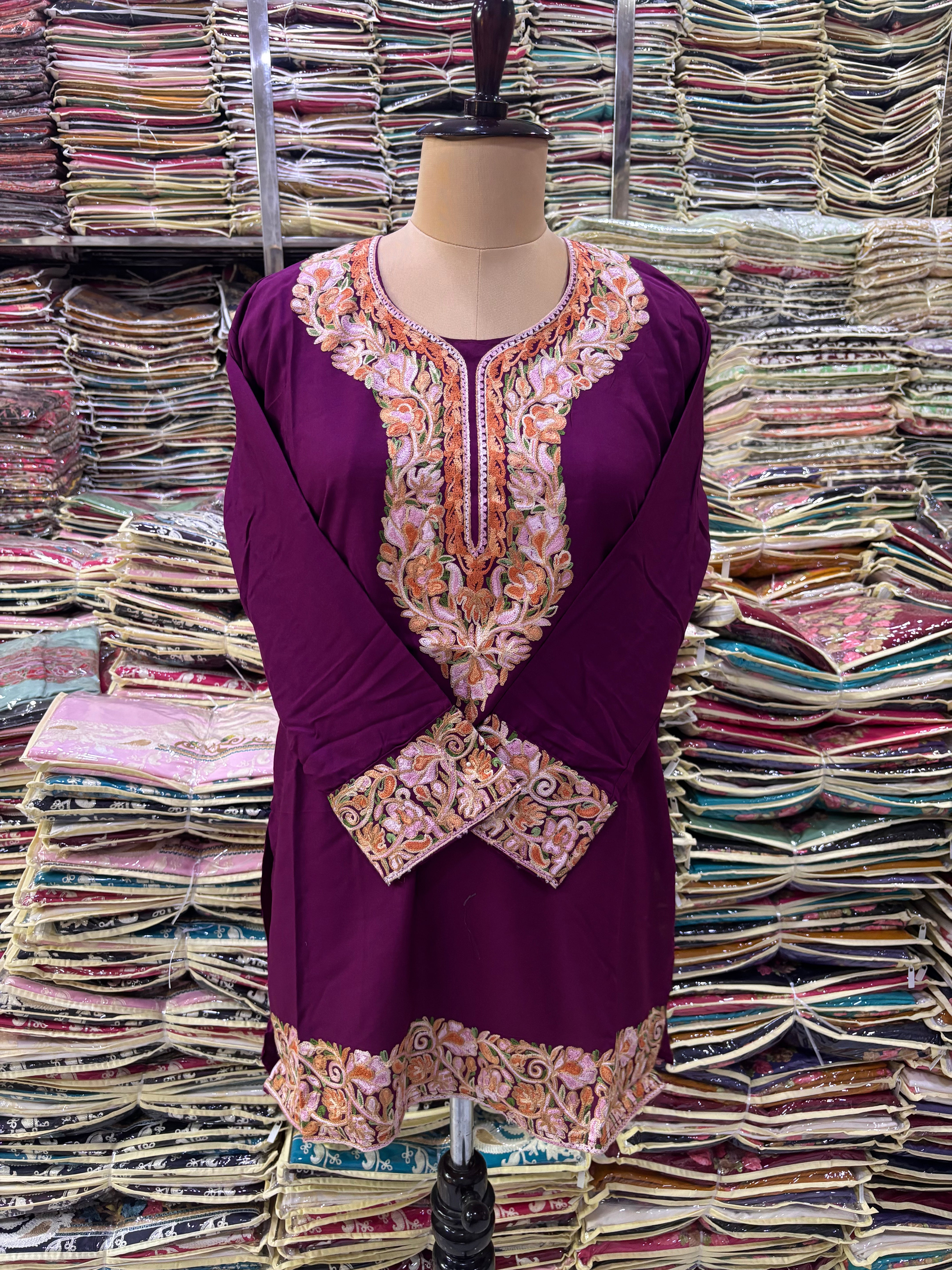 Viscose cotton kurti with embroidery work Size-44