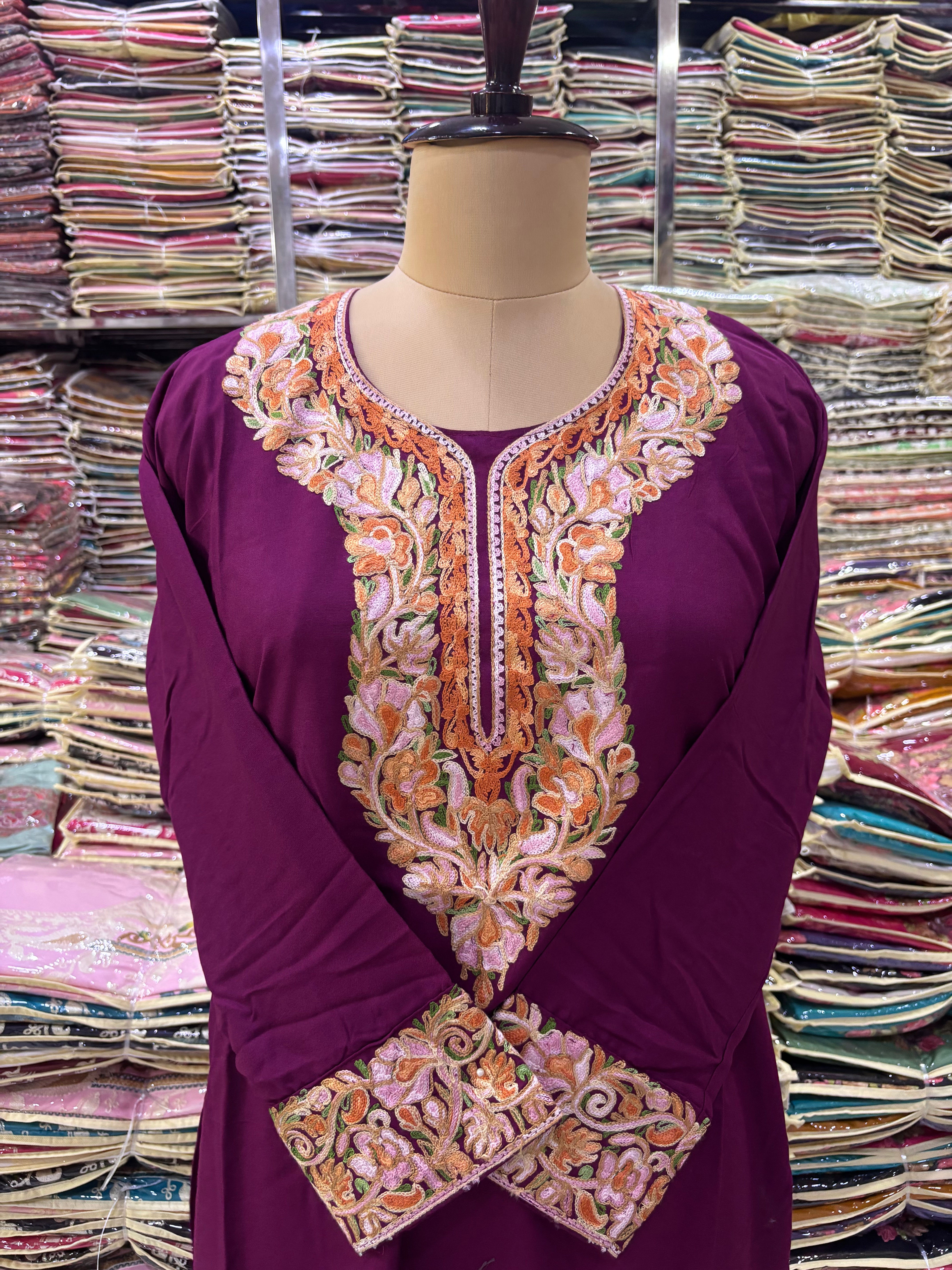 Viscose cotton kurti with embroidery work Size-44
