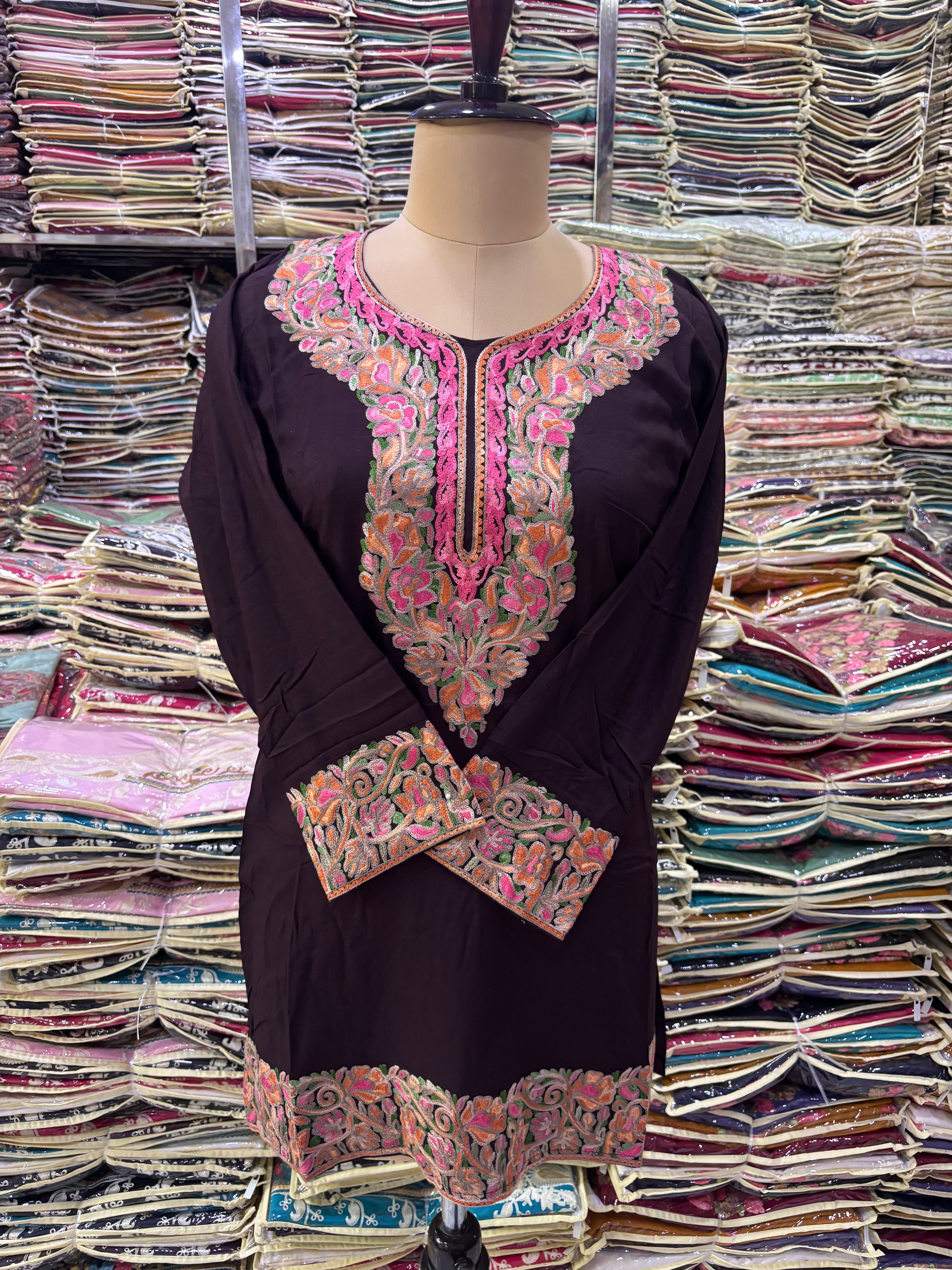 Viscose cotton kurti with embroidery work Size-40