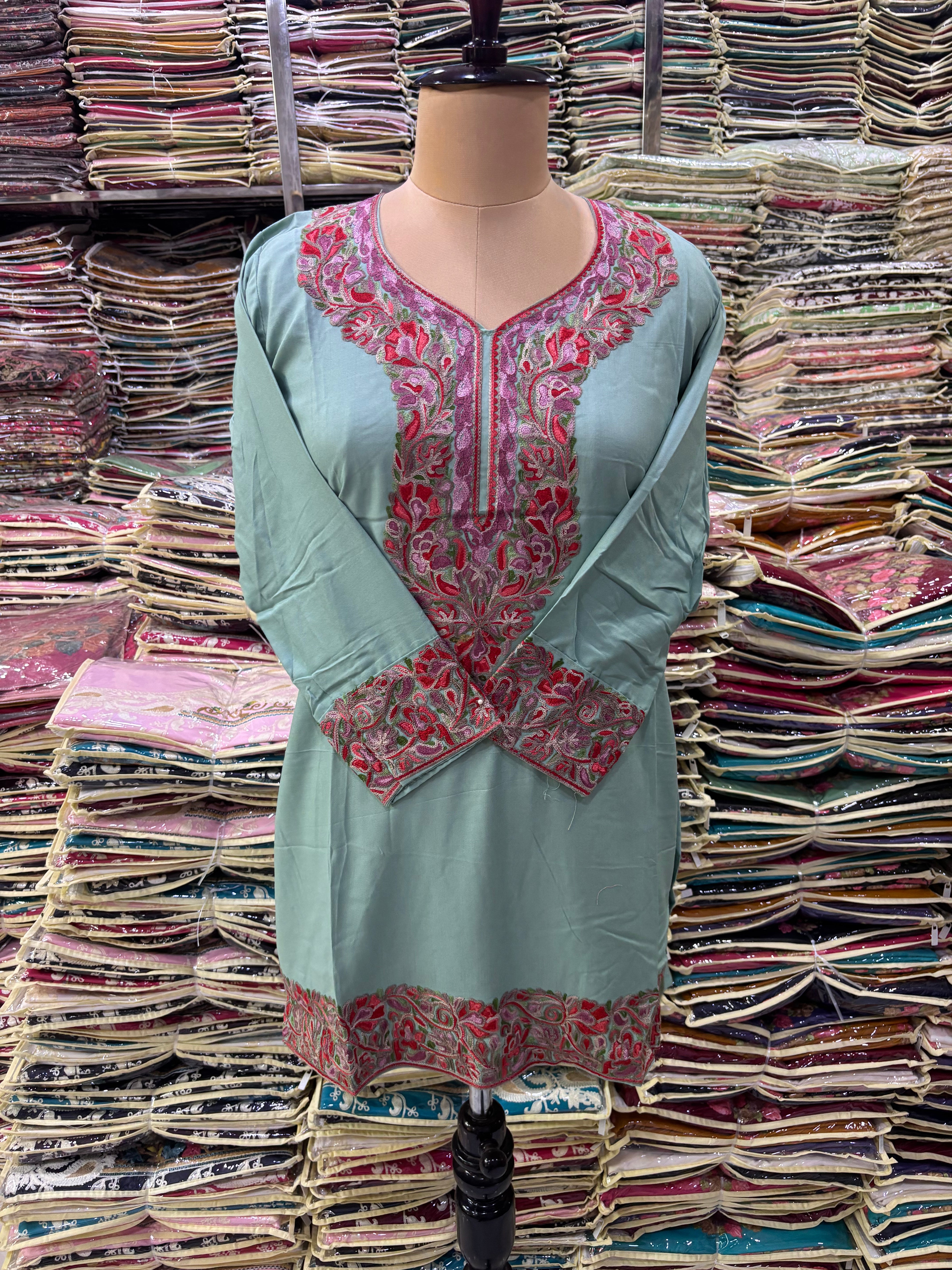 Viscose cotton kurti with embroidery work Size-40