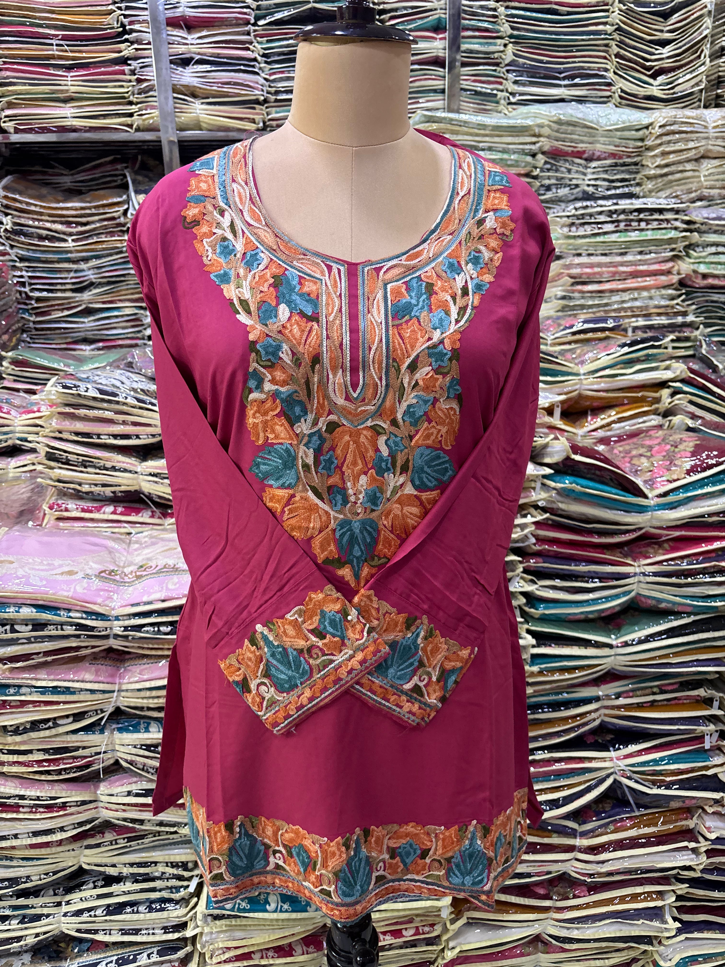 Viscose cotton kurti with embroidery work Size-42