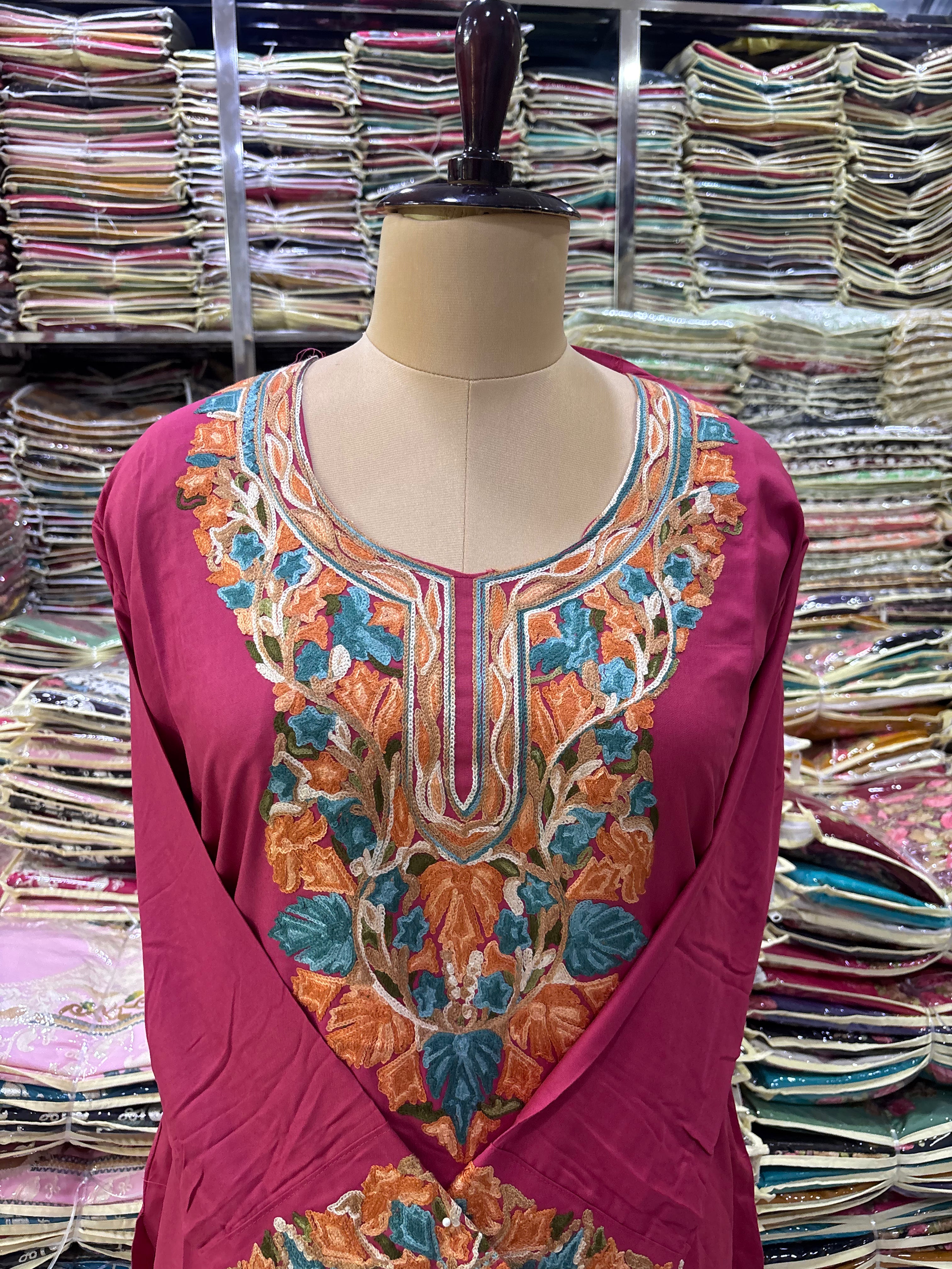 Viscose cotton kurti with embroidery work Size-42