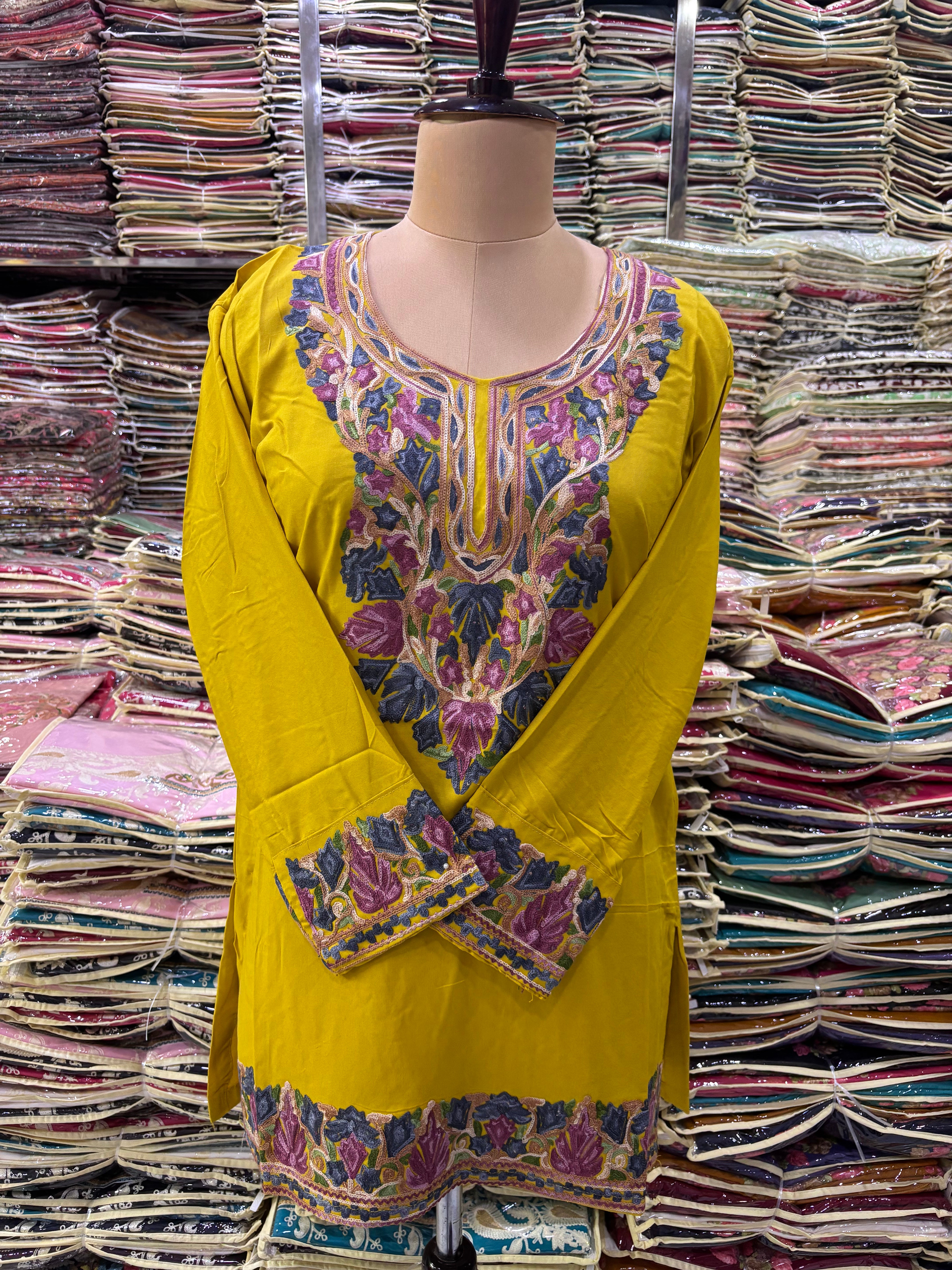 Viscose cotton kurti with embroidery work Size-44