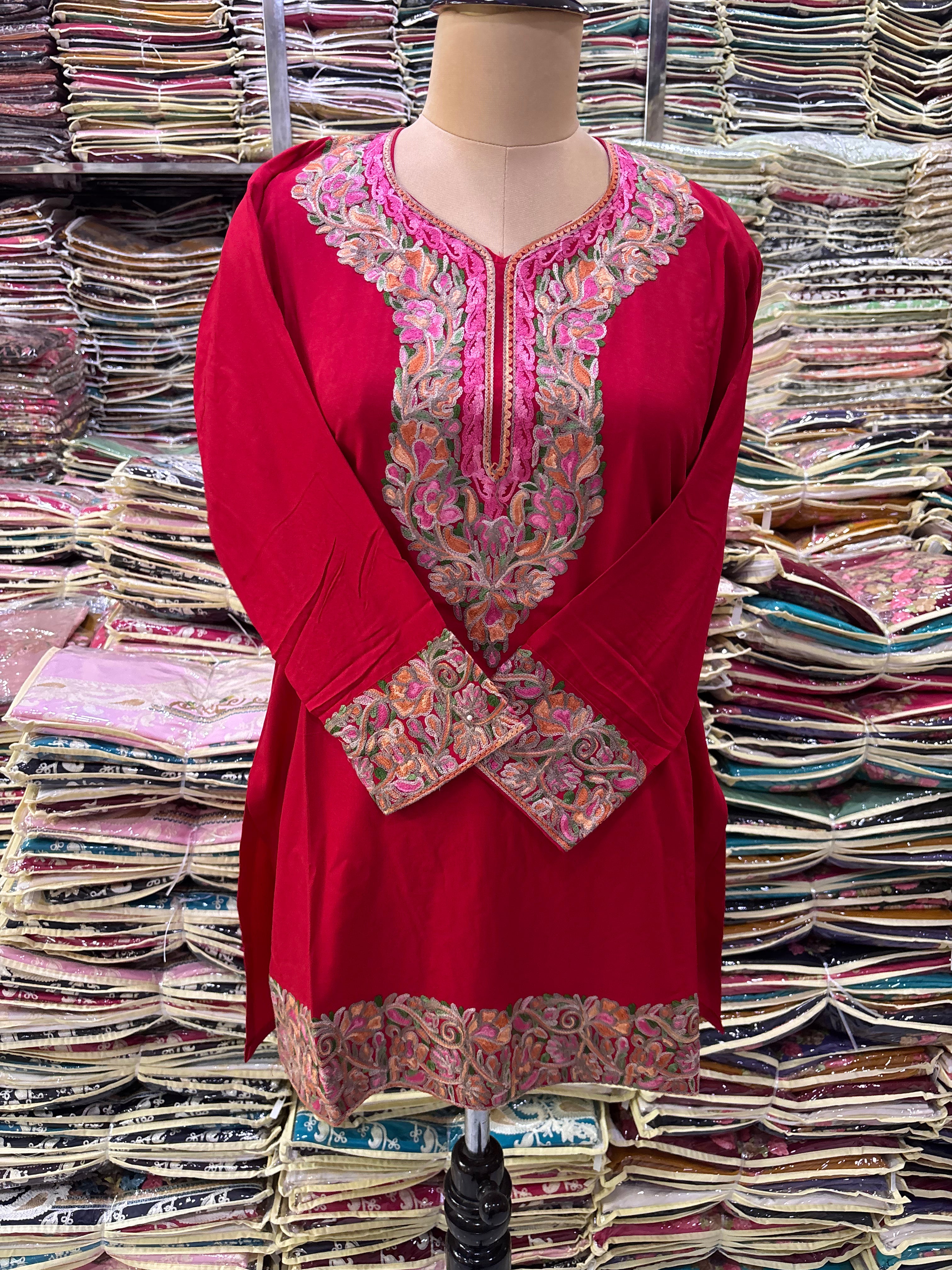 Viscose cotton kurti with embroidery work Size-44