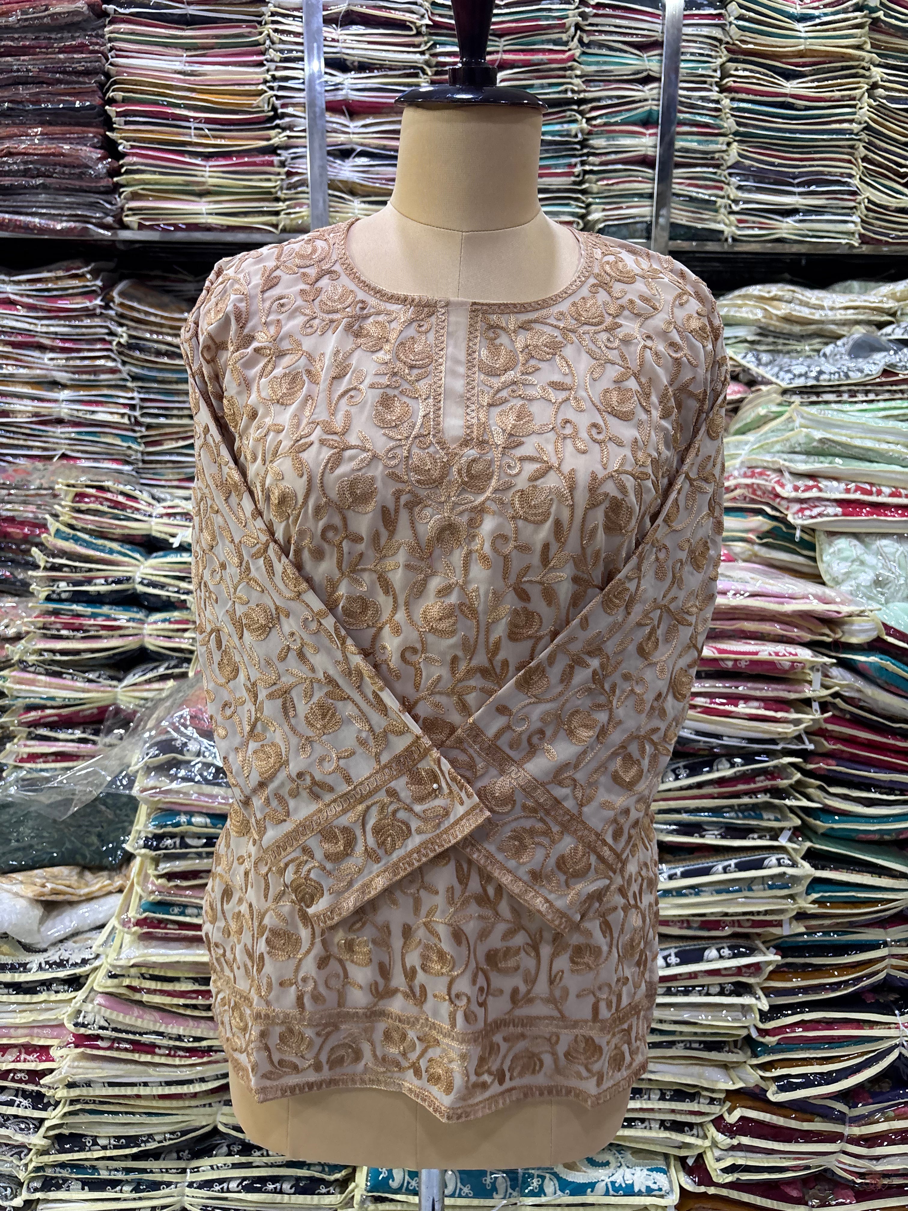 Beige Georgette embroidery kurti