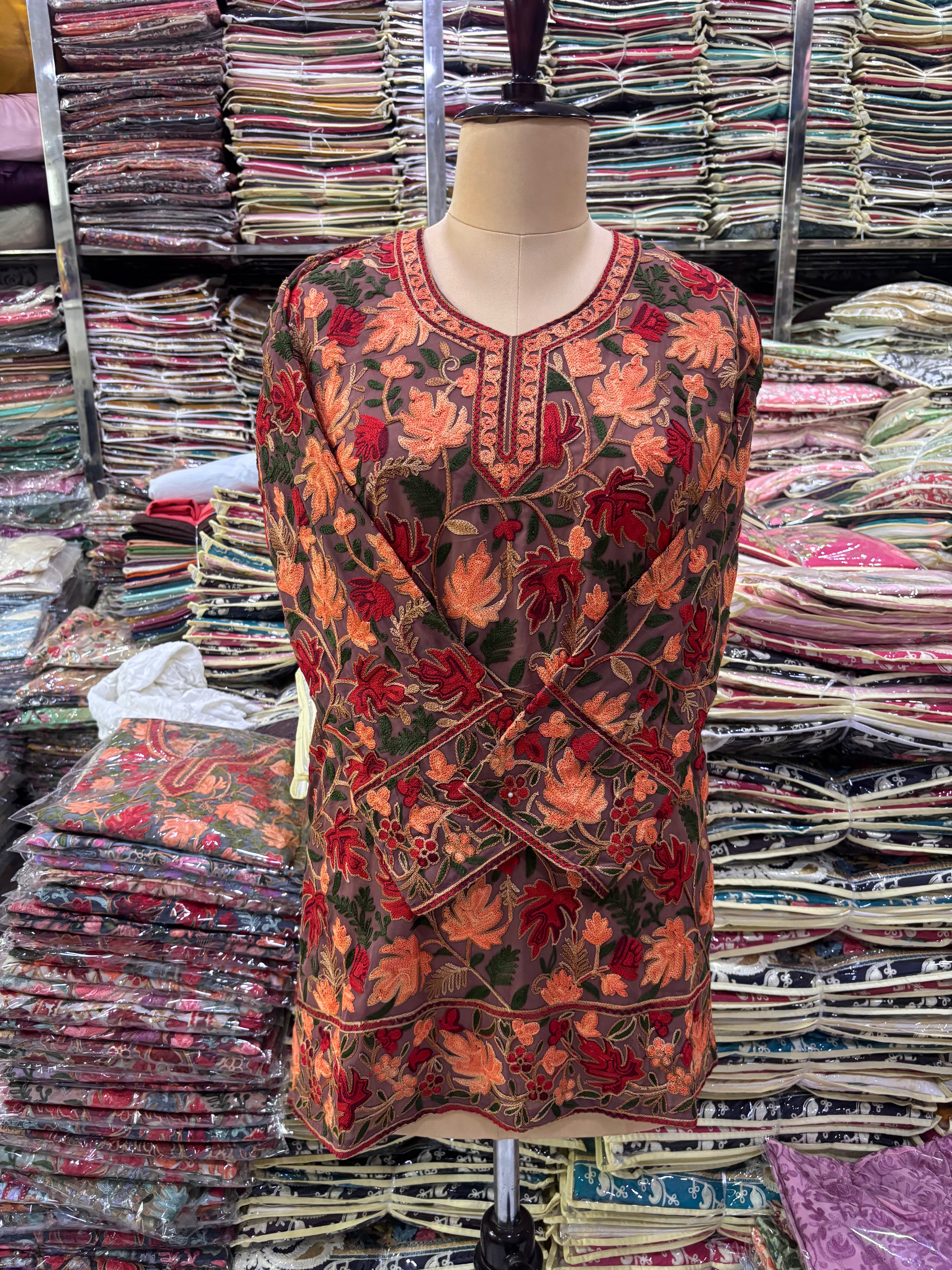 Chinar georgette embroidery kurti size fits upto 42