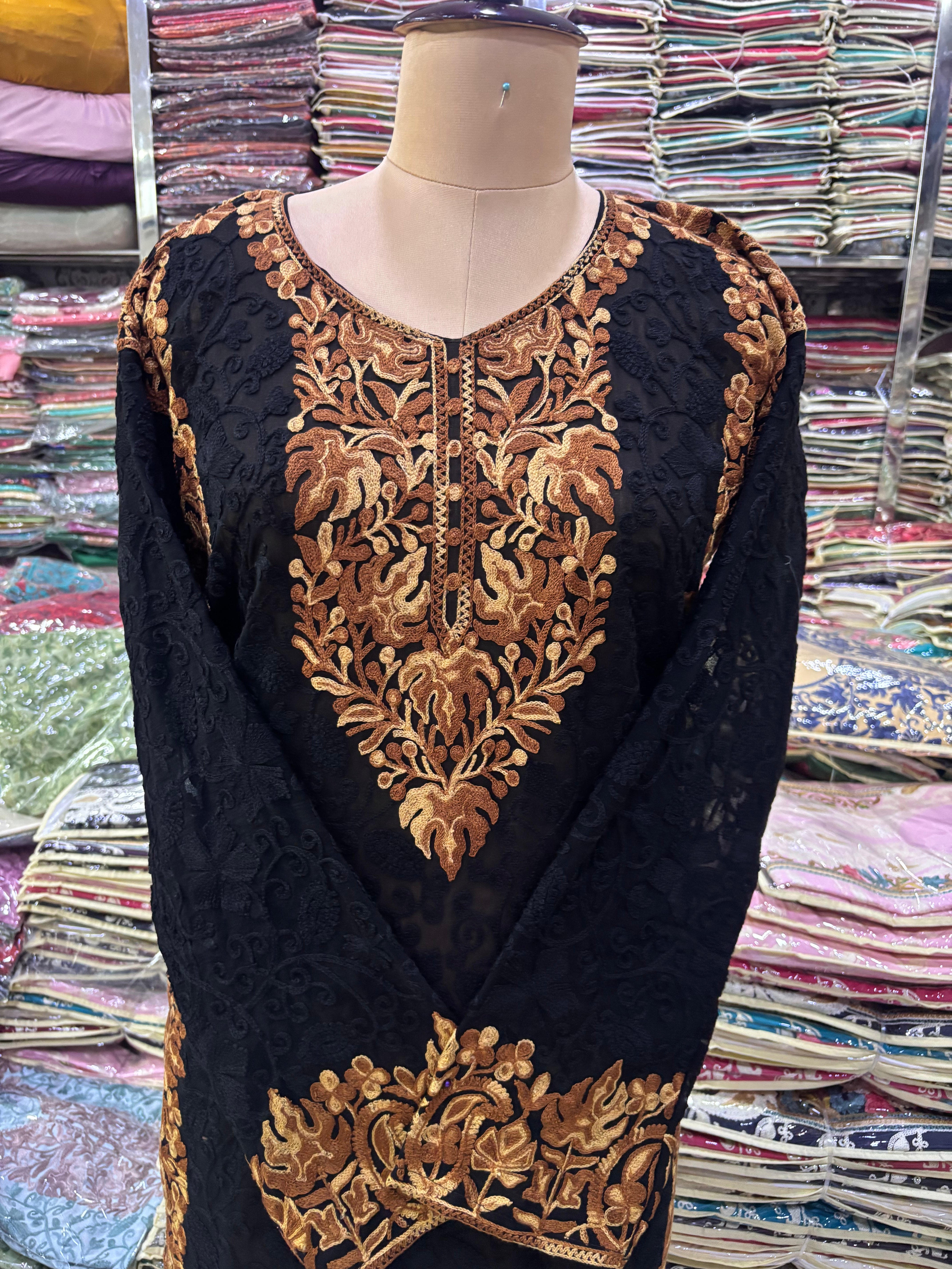 Georgette embroidery kurti size freesize upto 46 inches