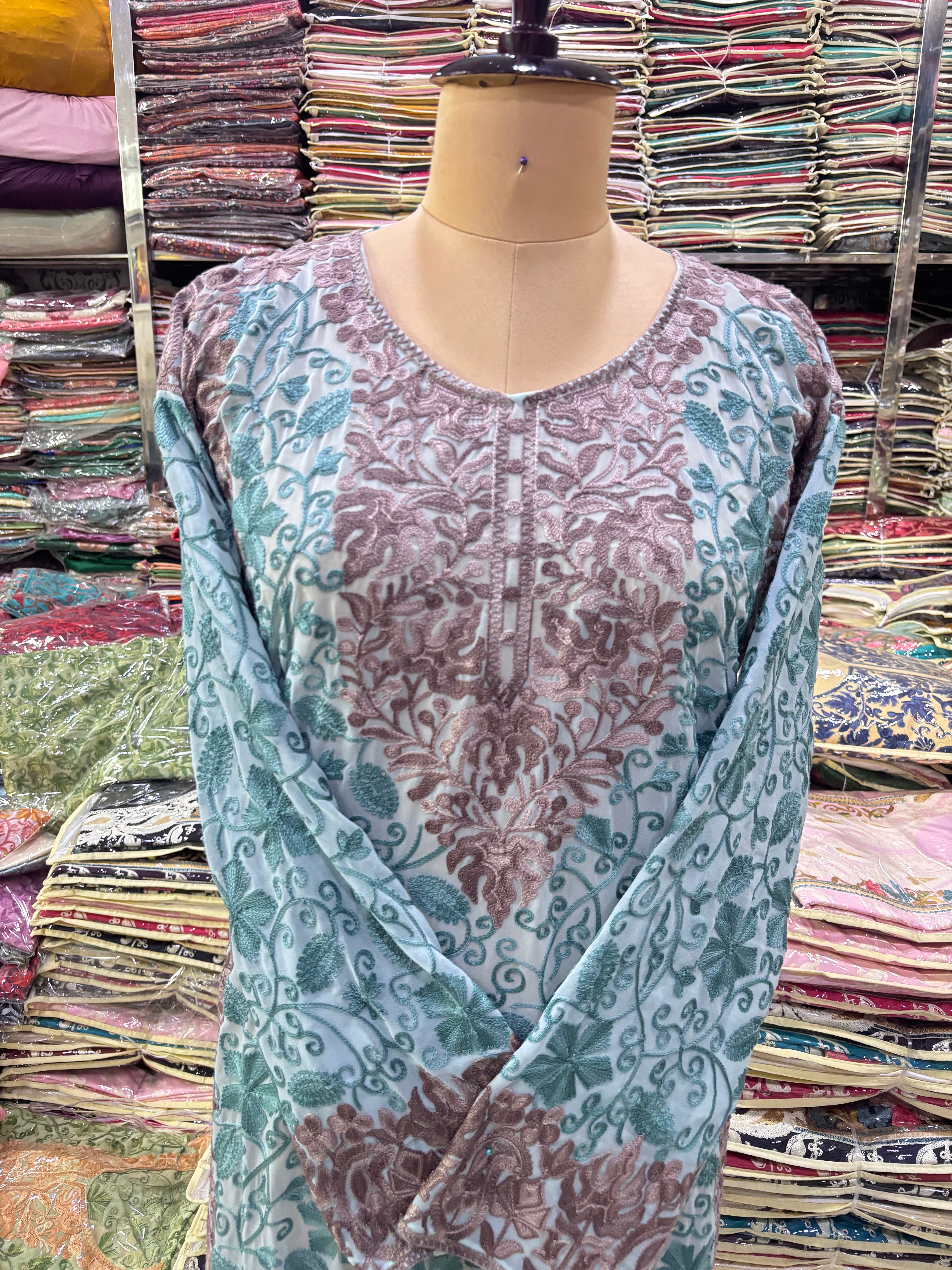 Georgette embroidery kurti size freesize upto 46 inches