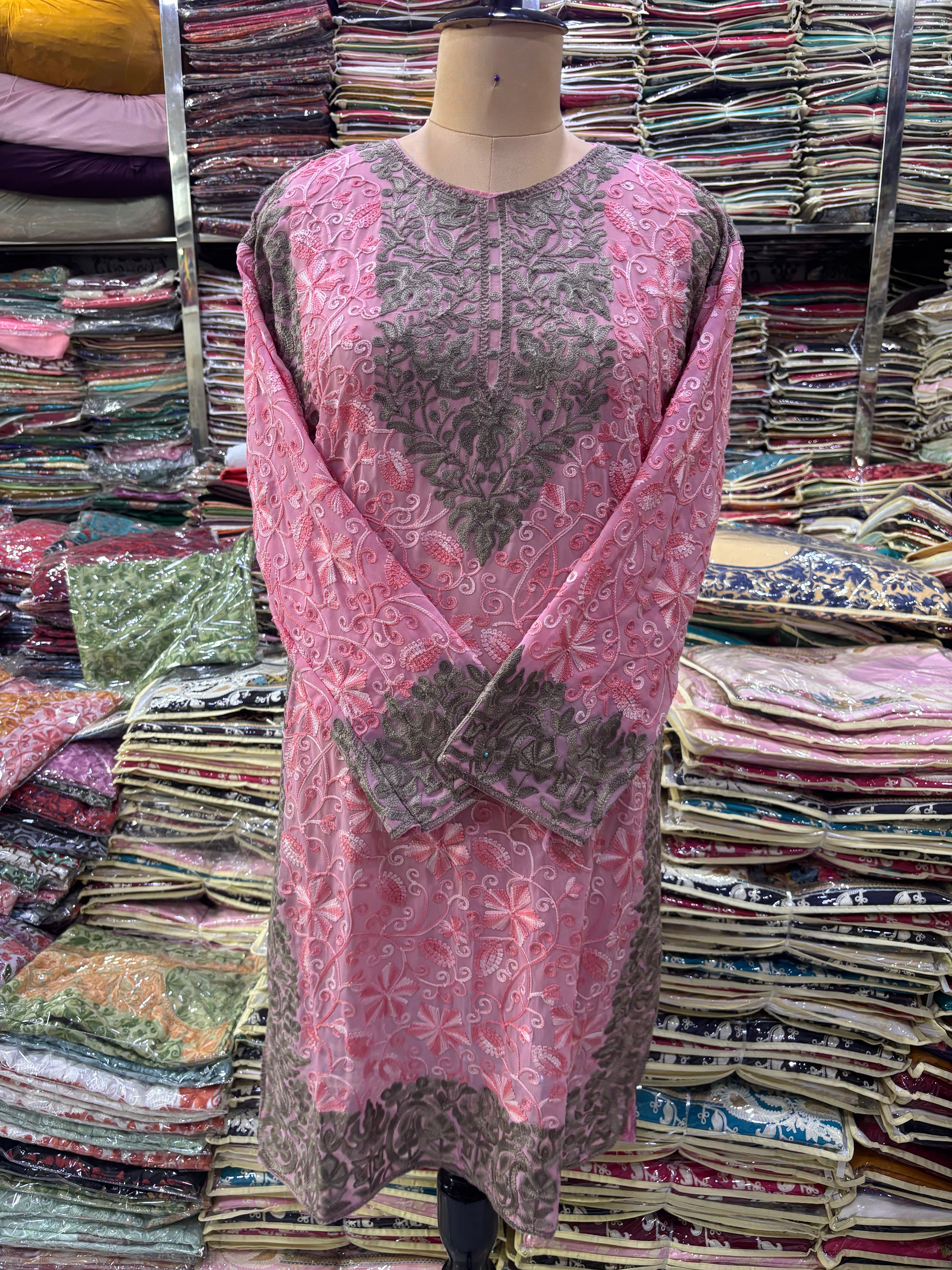 Georgette embroidery kurti size freesize upto 46 inches