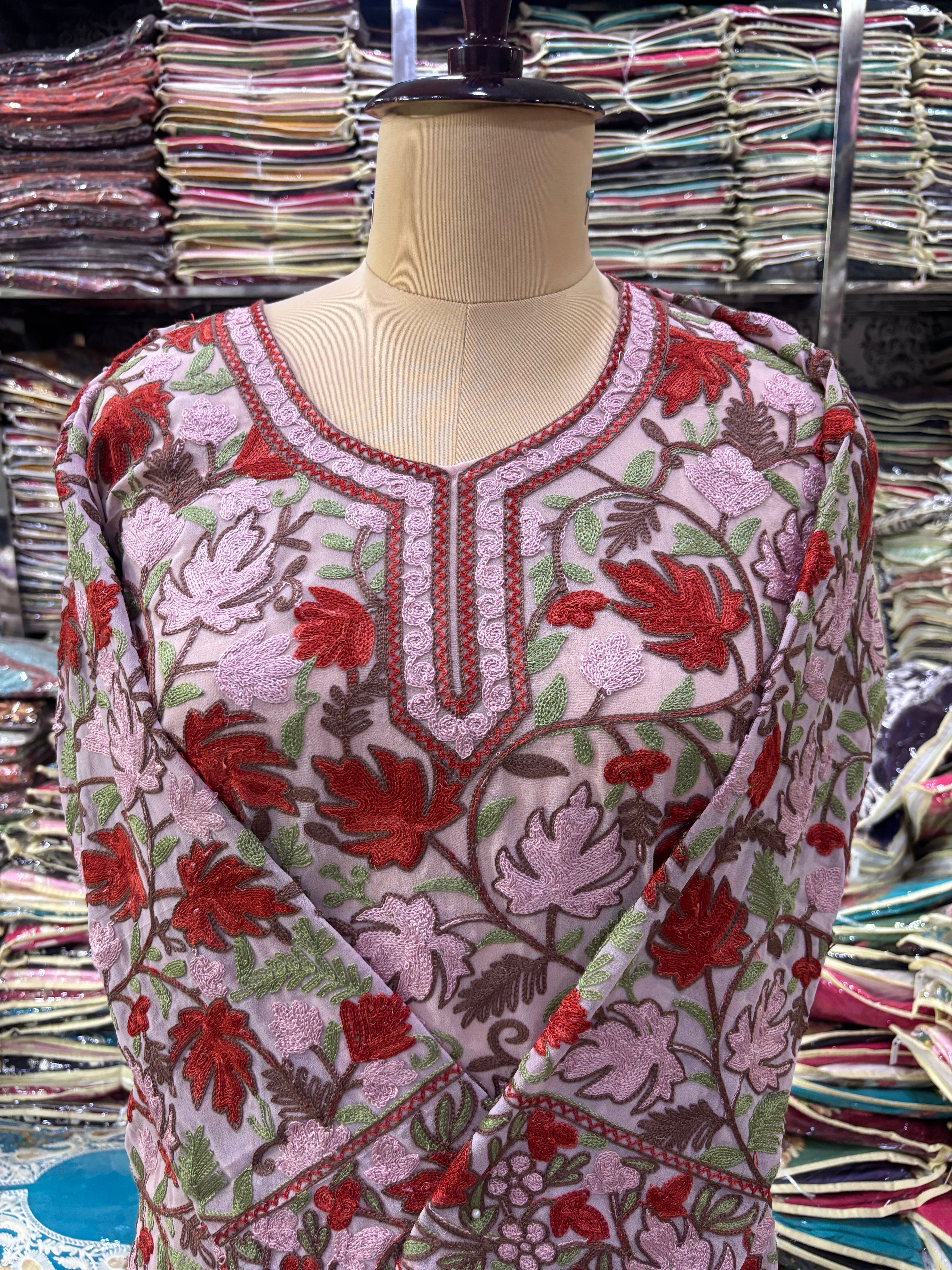 Chinar georgette embroidery kurti fits upto 44