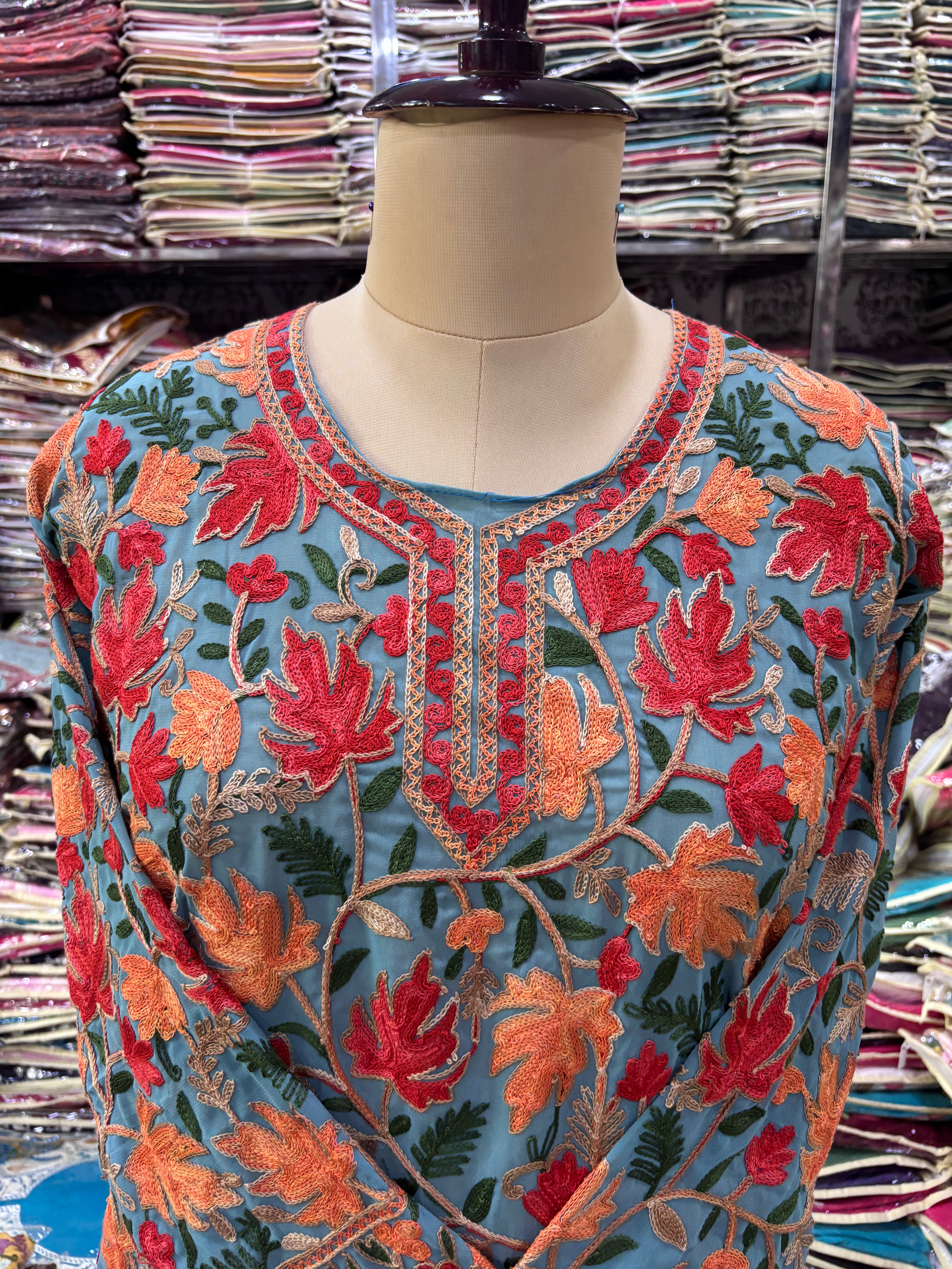 Chinar georgette embroidery kurti fits upto 42