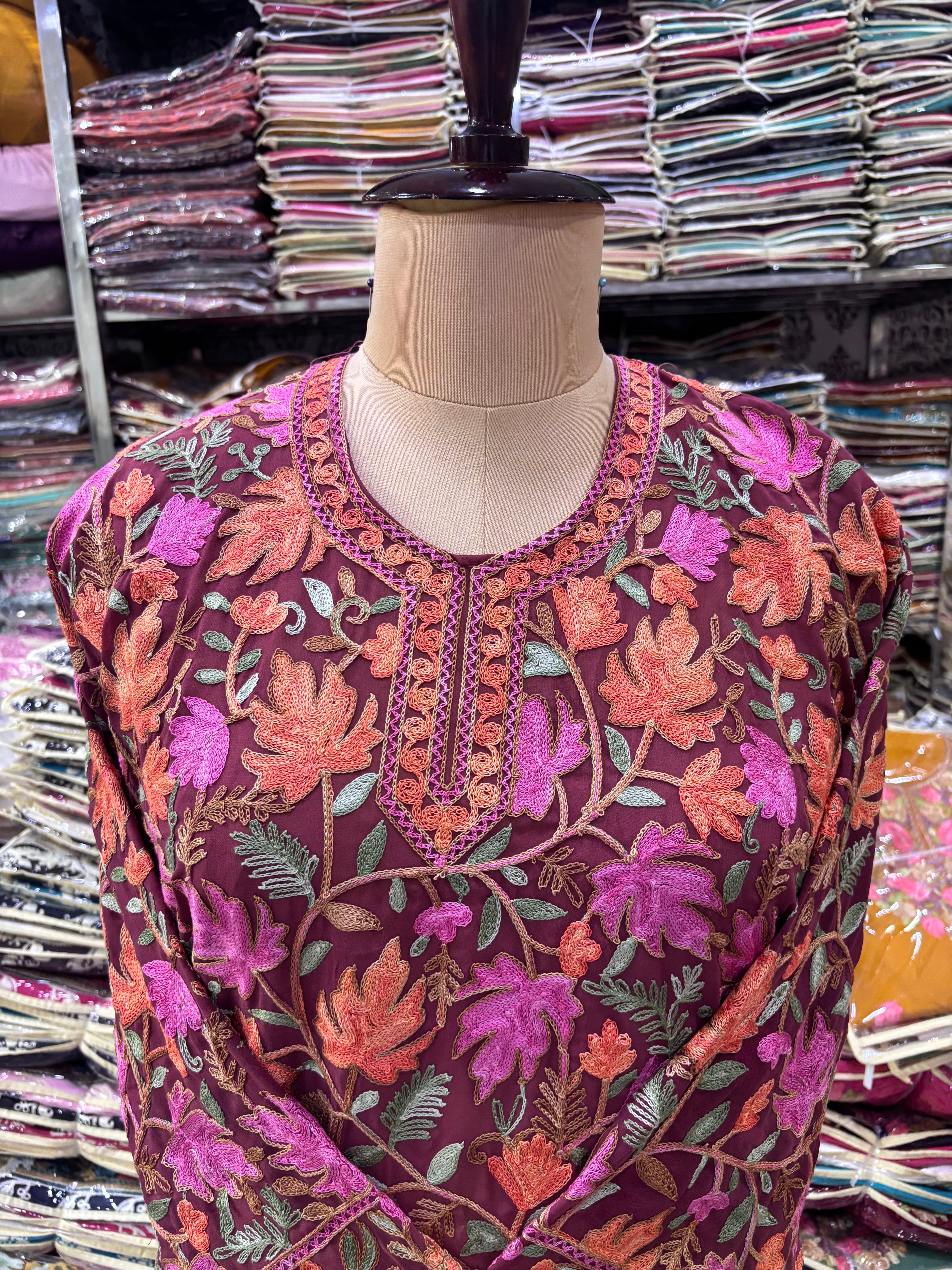 Chinar georgette embroidery kurti fits upto 42