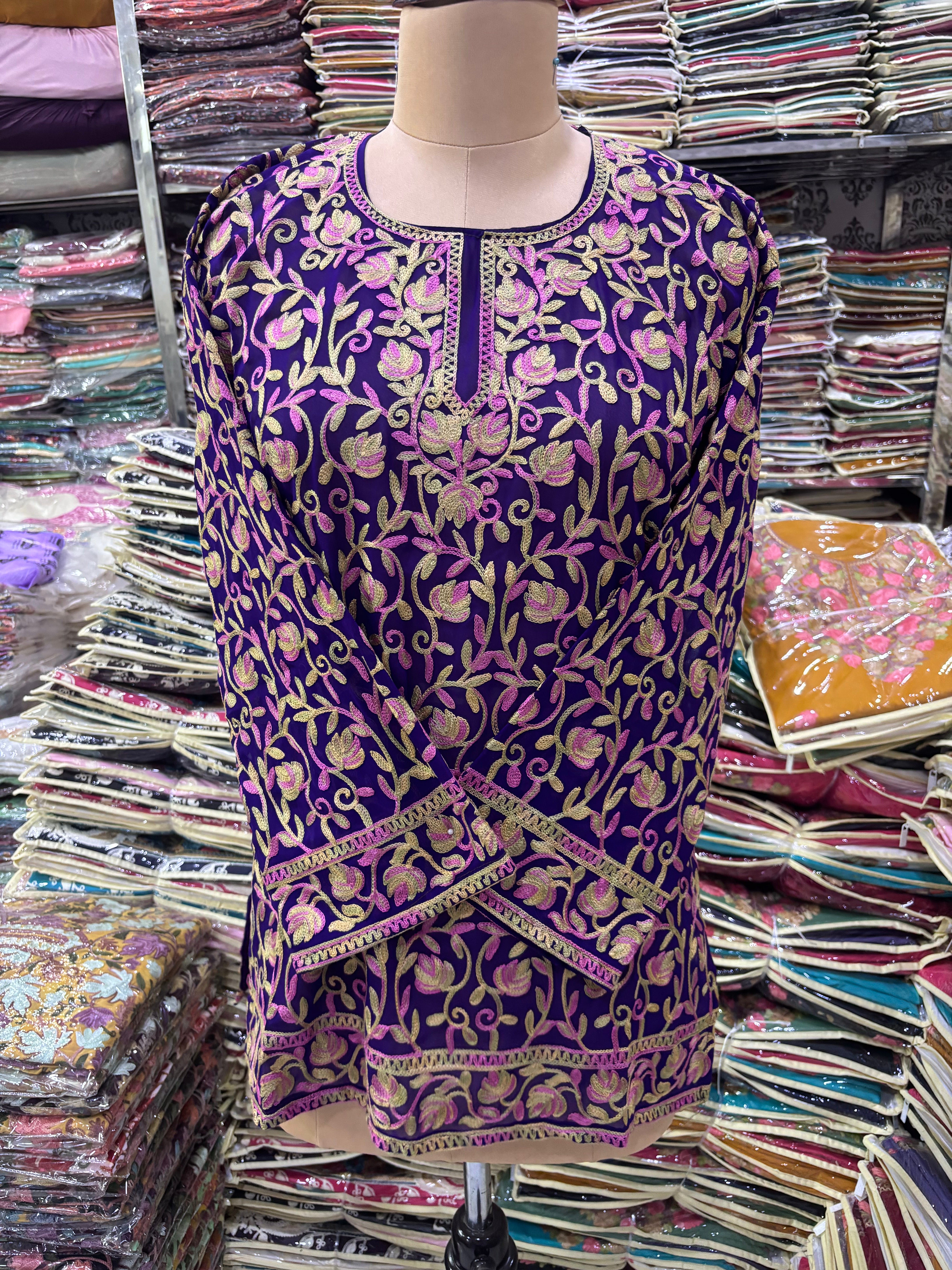 Georgette embroidery kurti fits upto 42