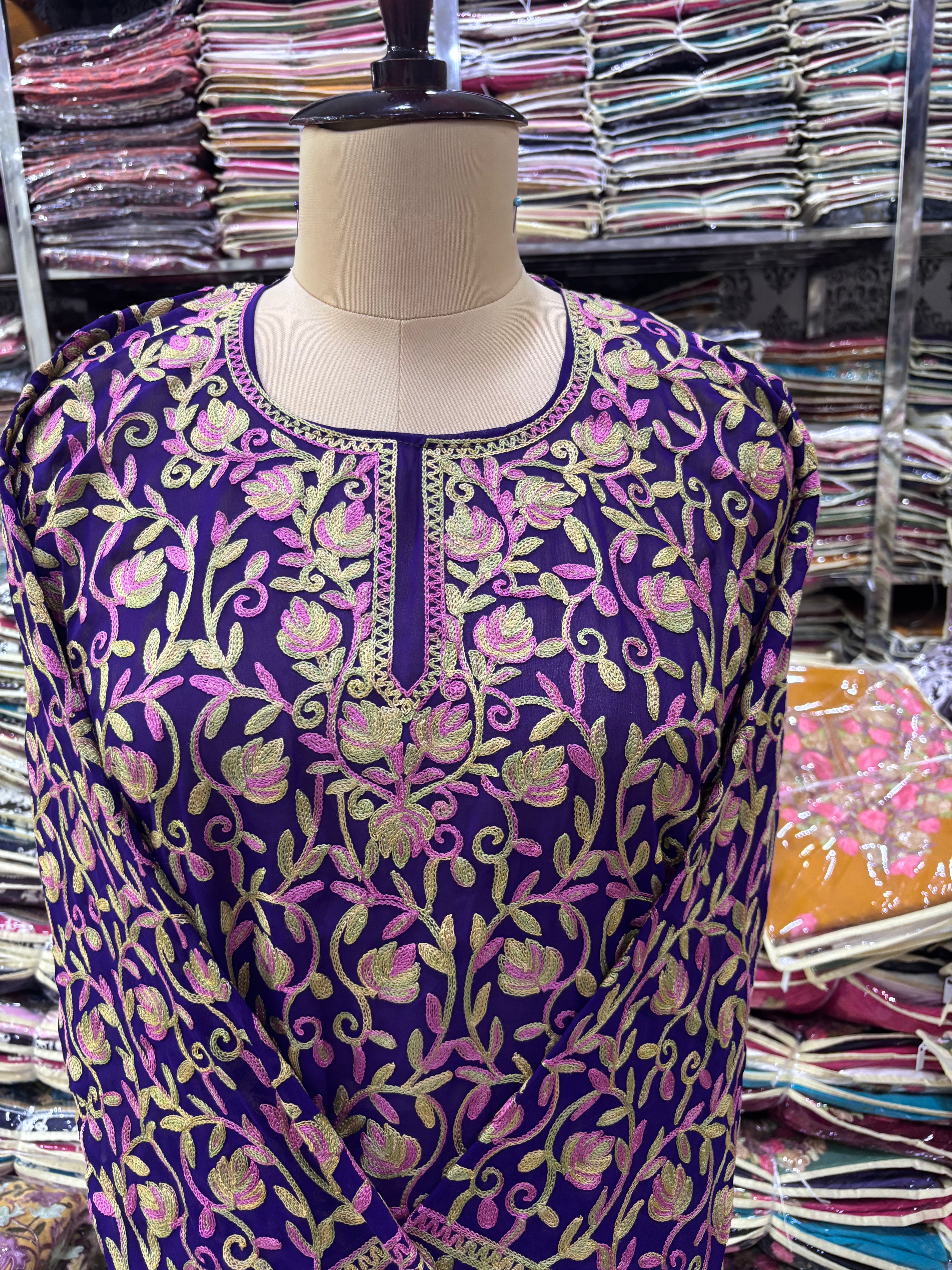 Georgette embroidery kurti fits upto 42