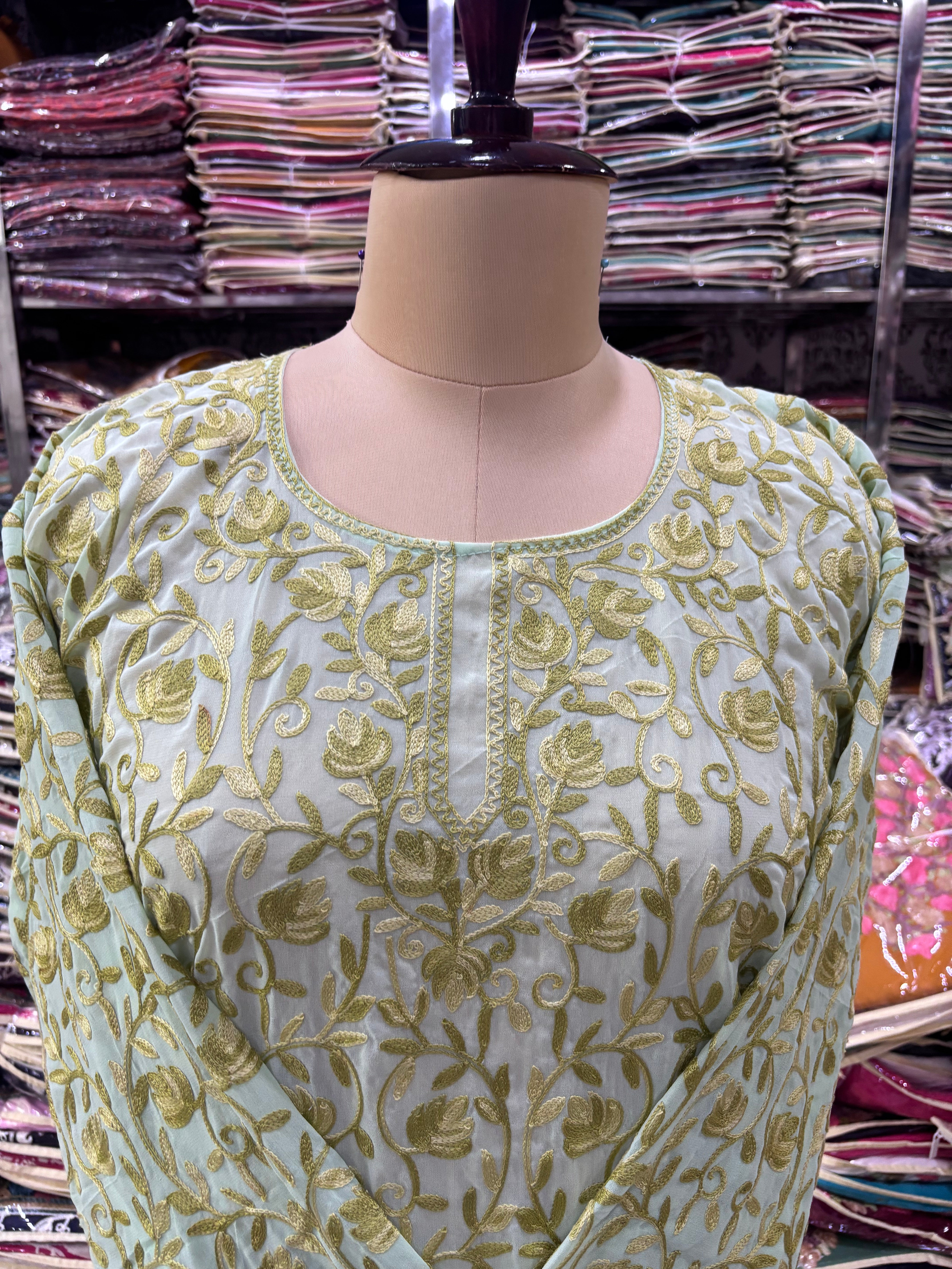 Georgette embroidery kurti fits upto 42