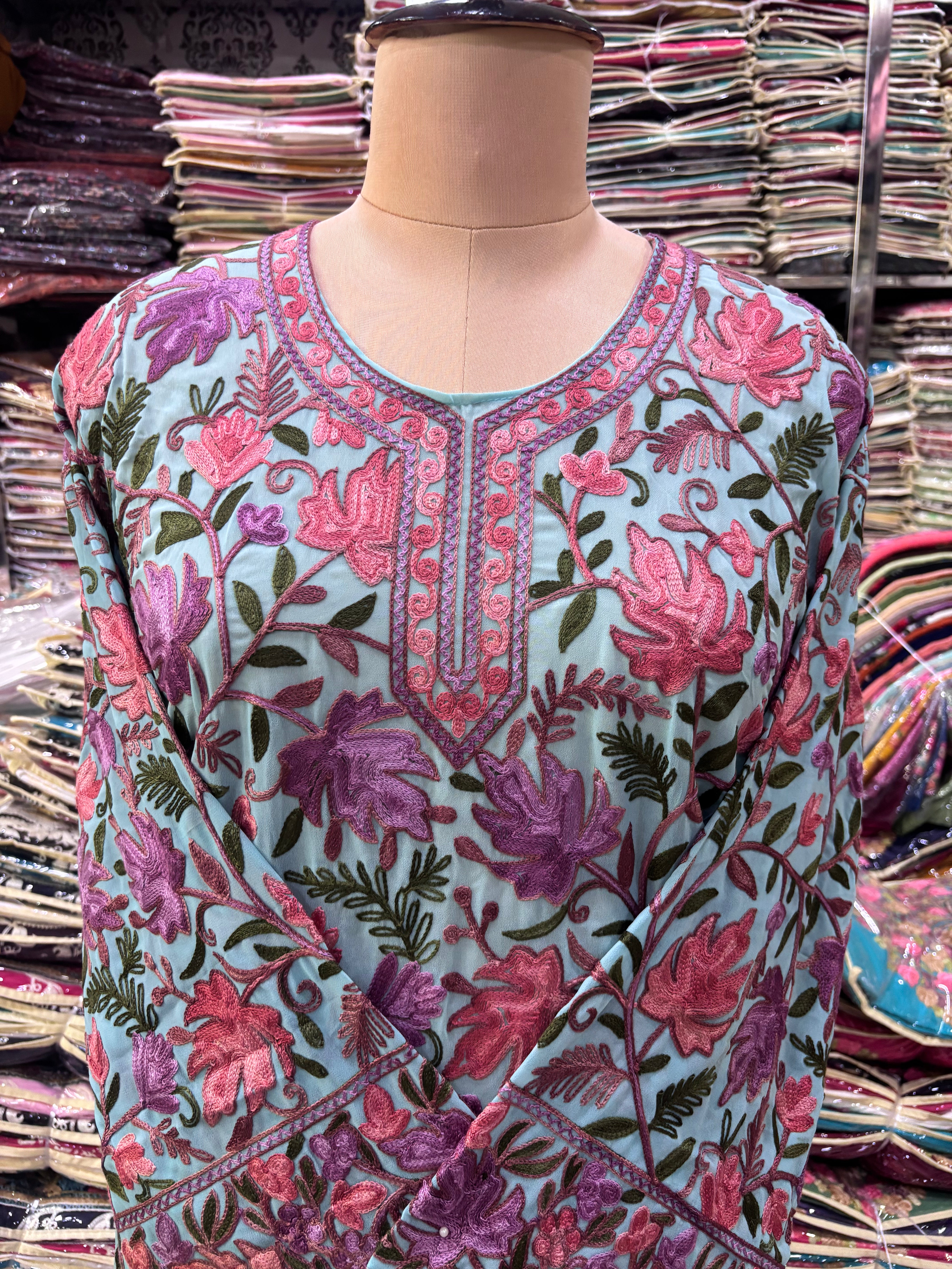 Chinar georgette embroidery kurti fits upto 50