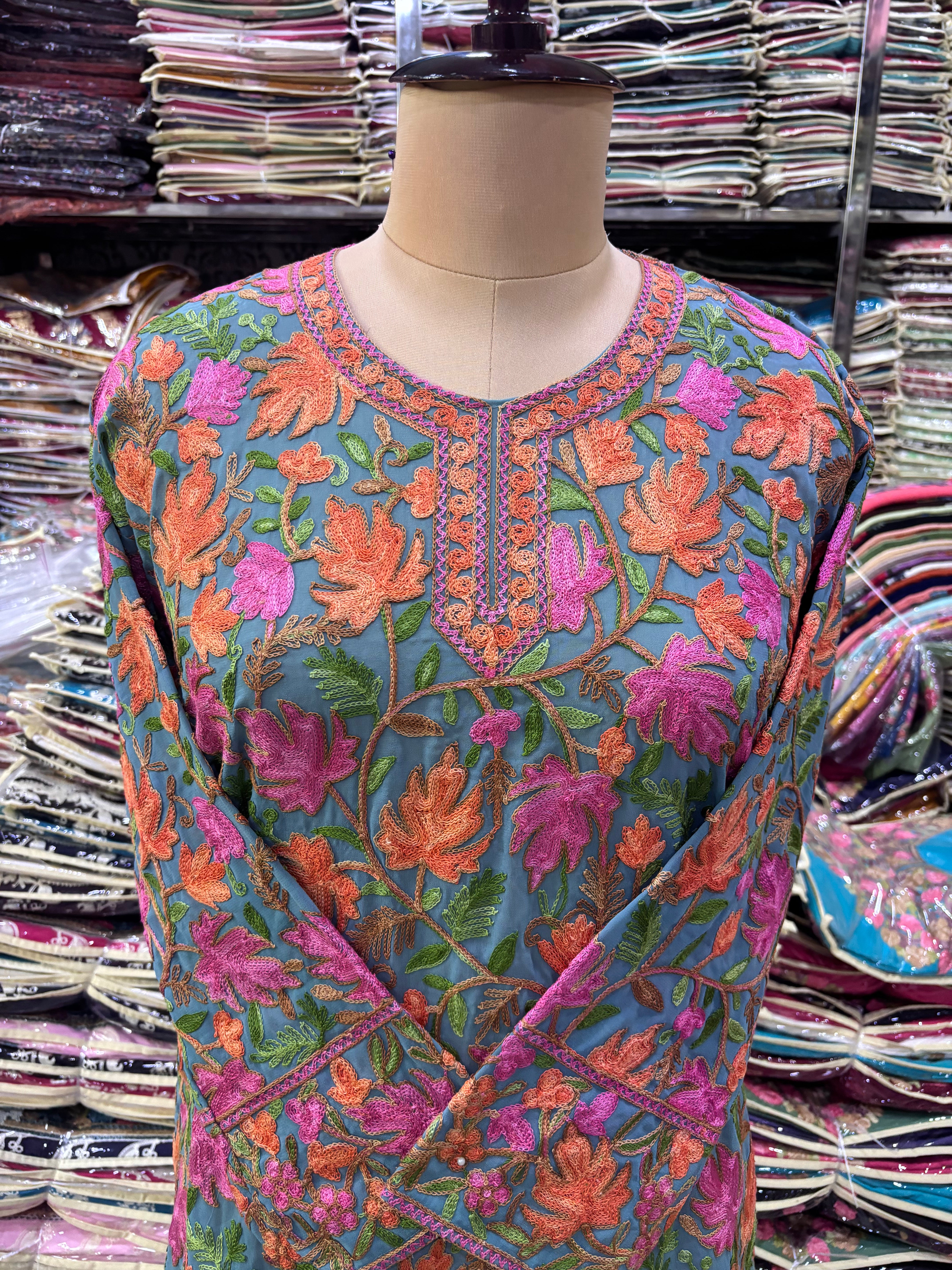 Chinar georgette embroidery kurti fits upto 42