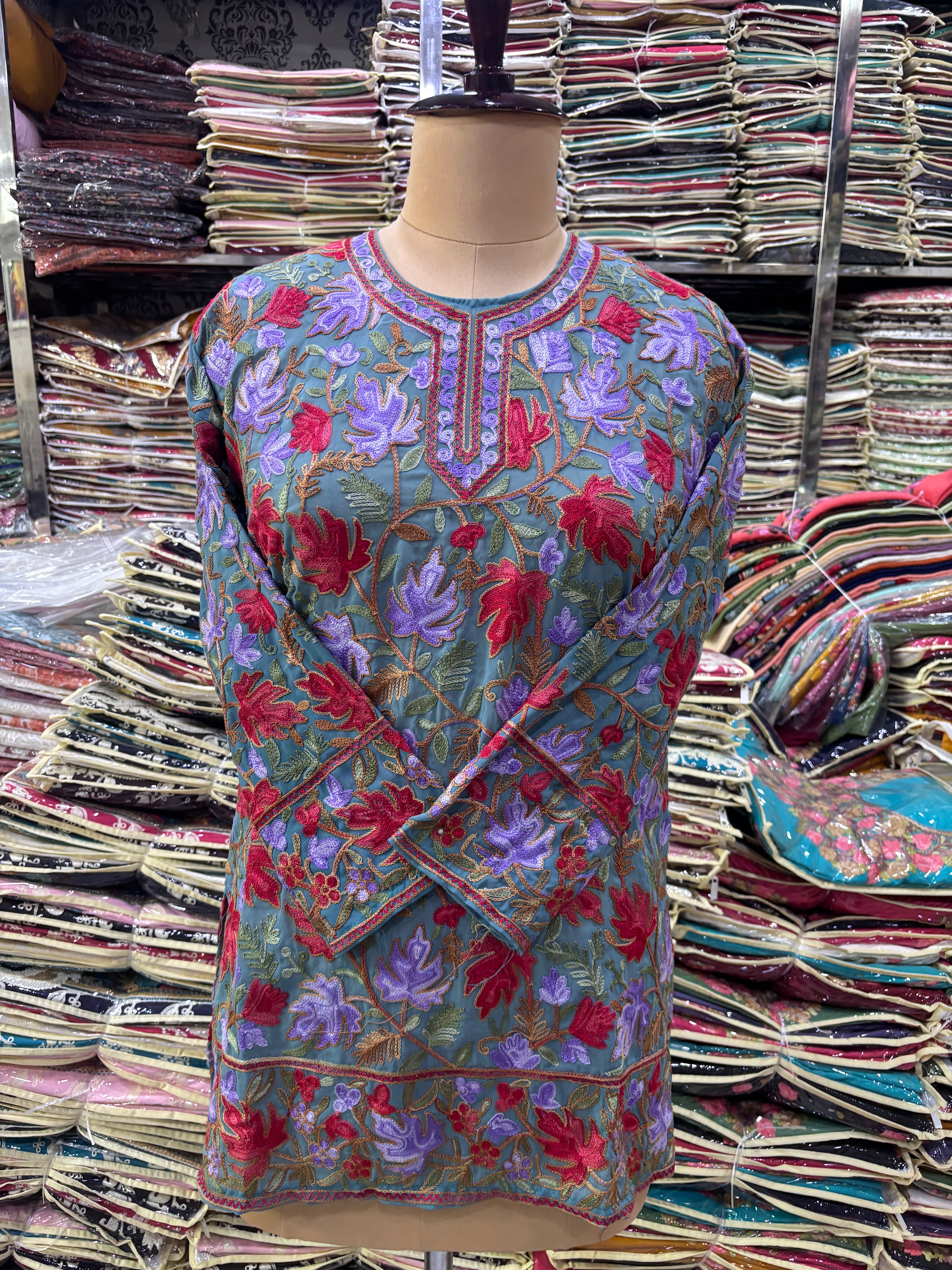 Chinar georgette embroidery kurti fits upto 42
