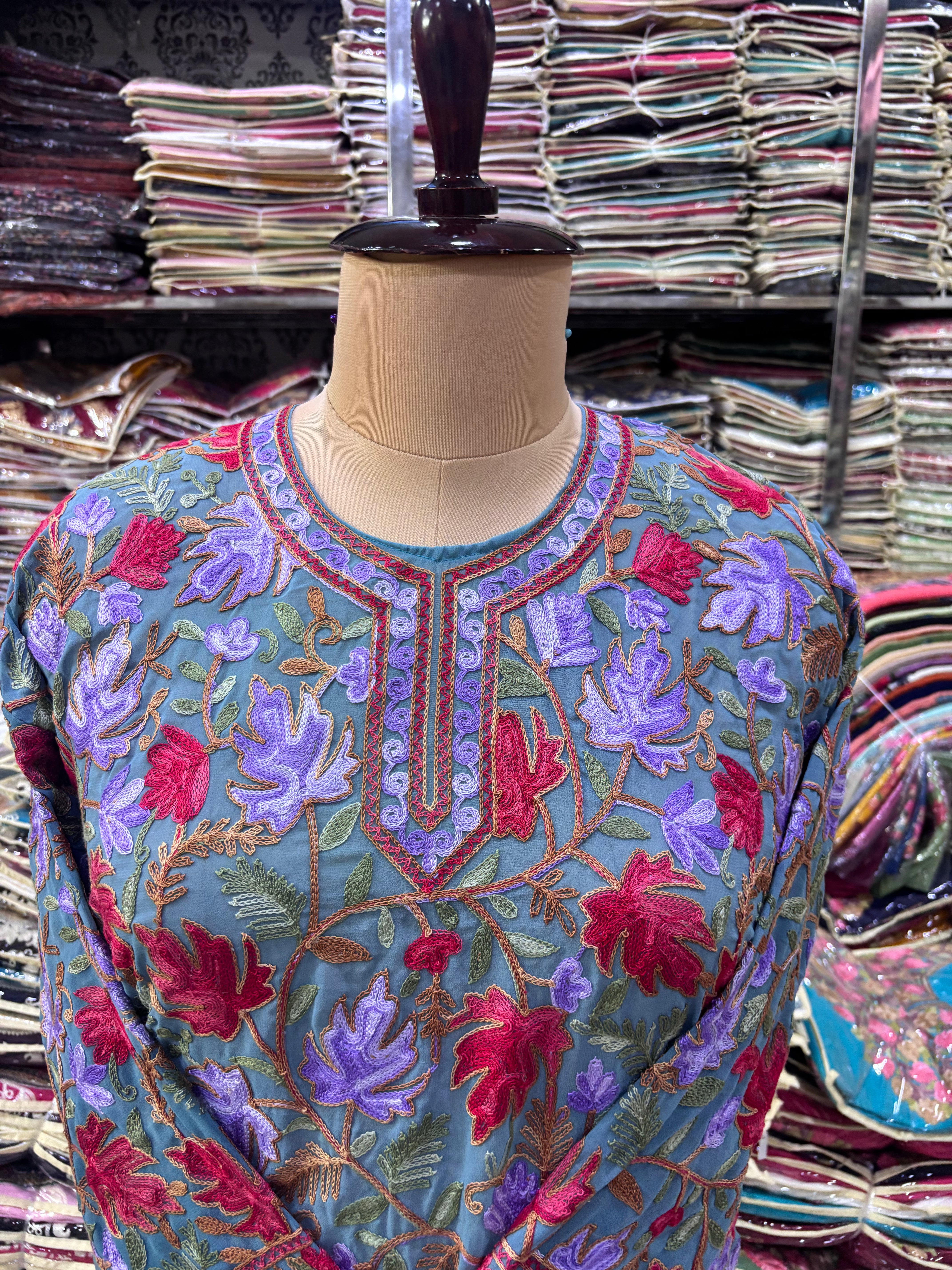 Chinar georgette embroidery kurti fits upto 42