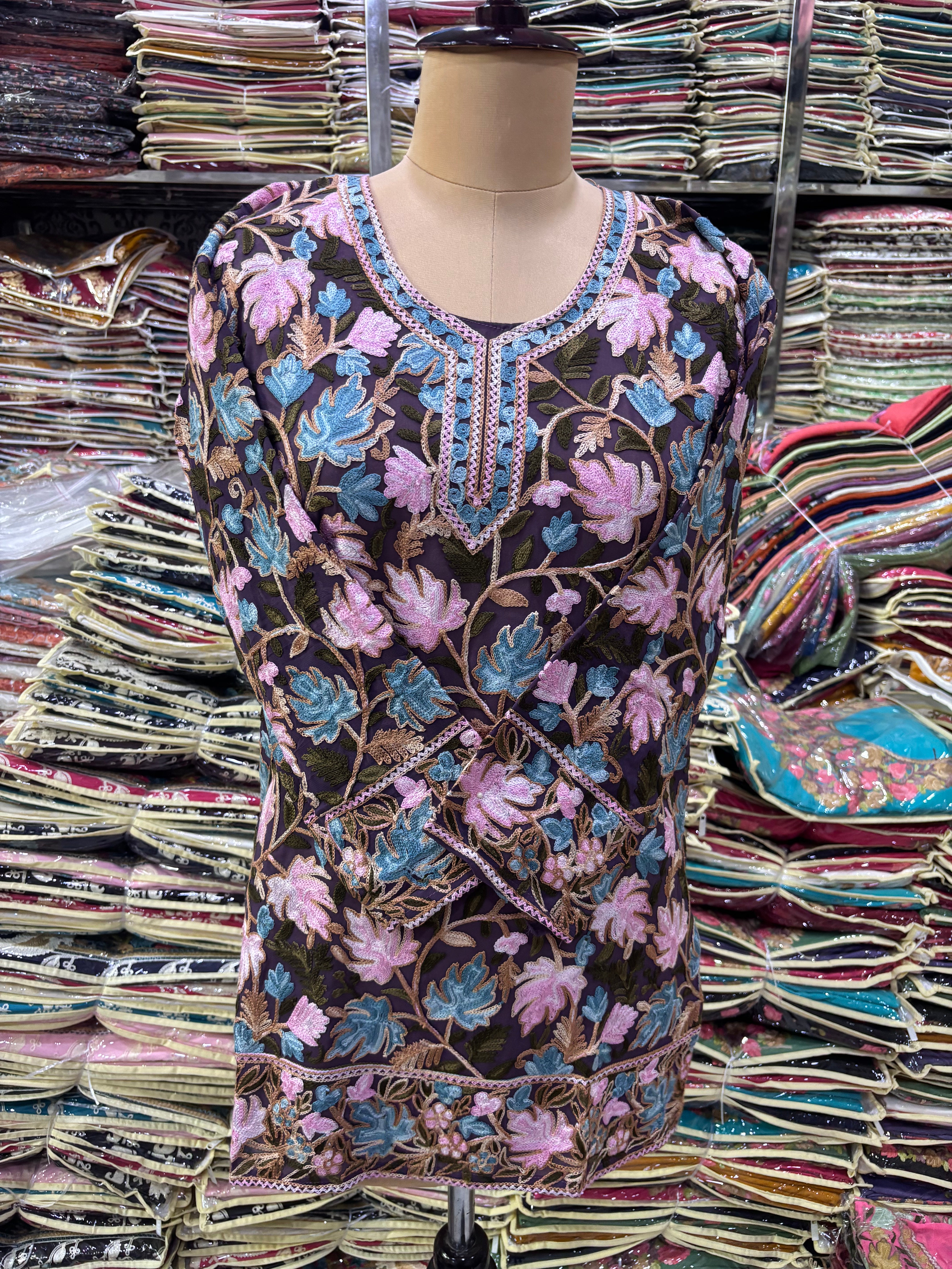 Chinar georgette embroidery kurti fits upto 42