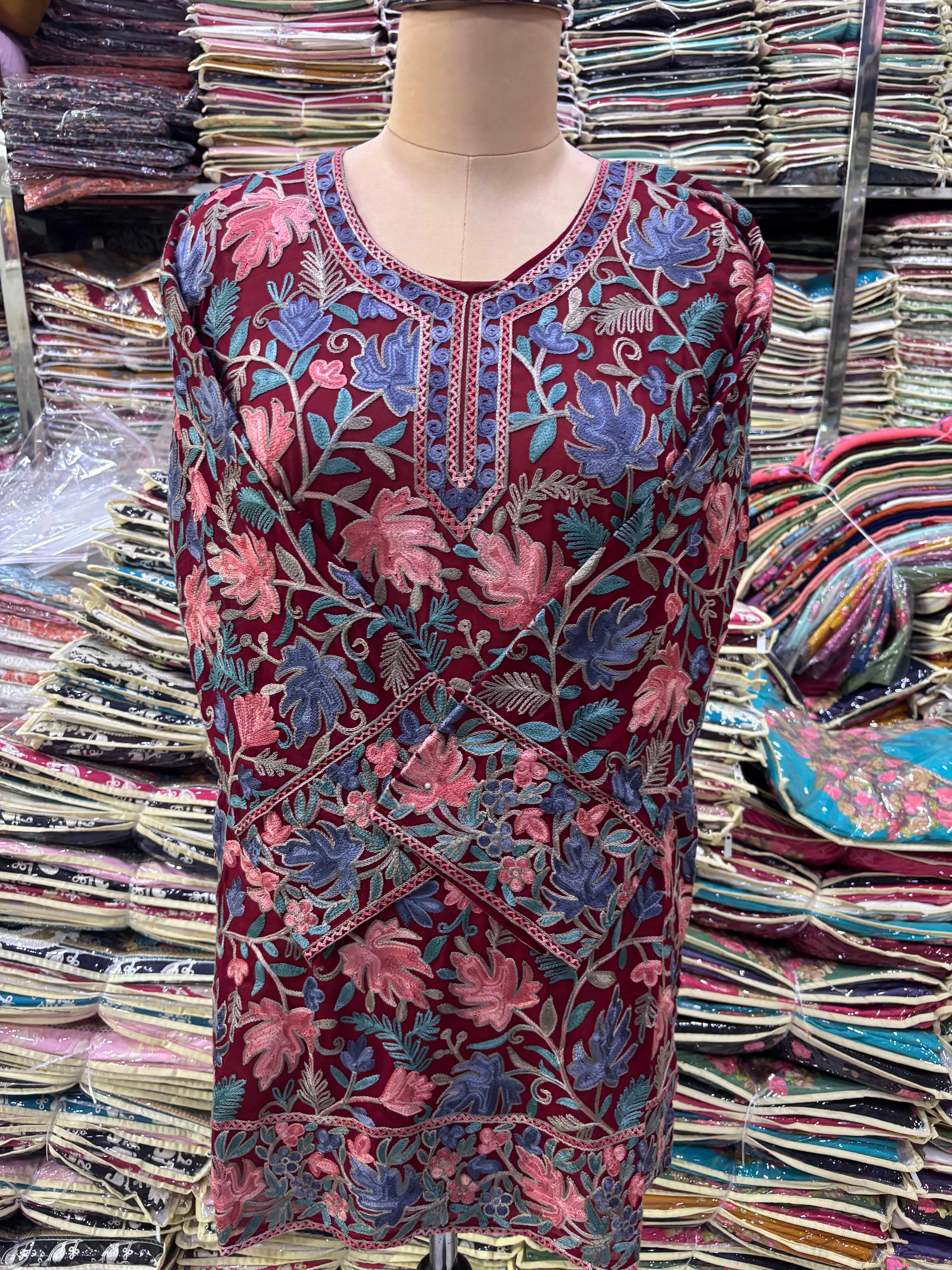 Chinar georgette embroidery kurti fits upto 48