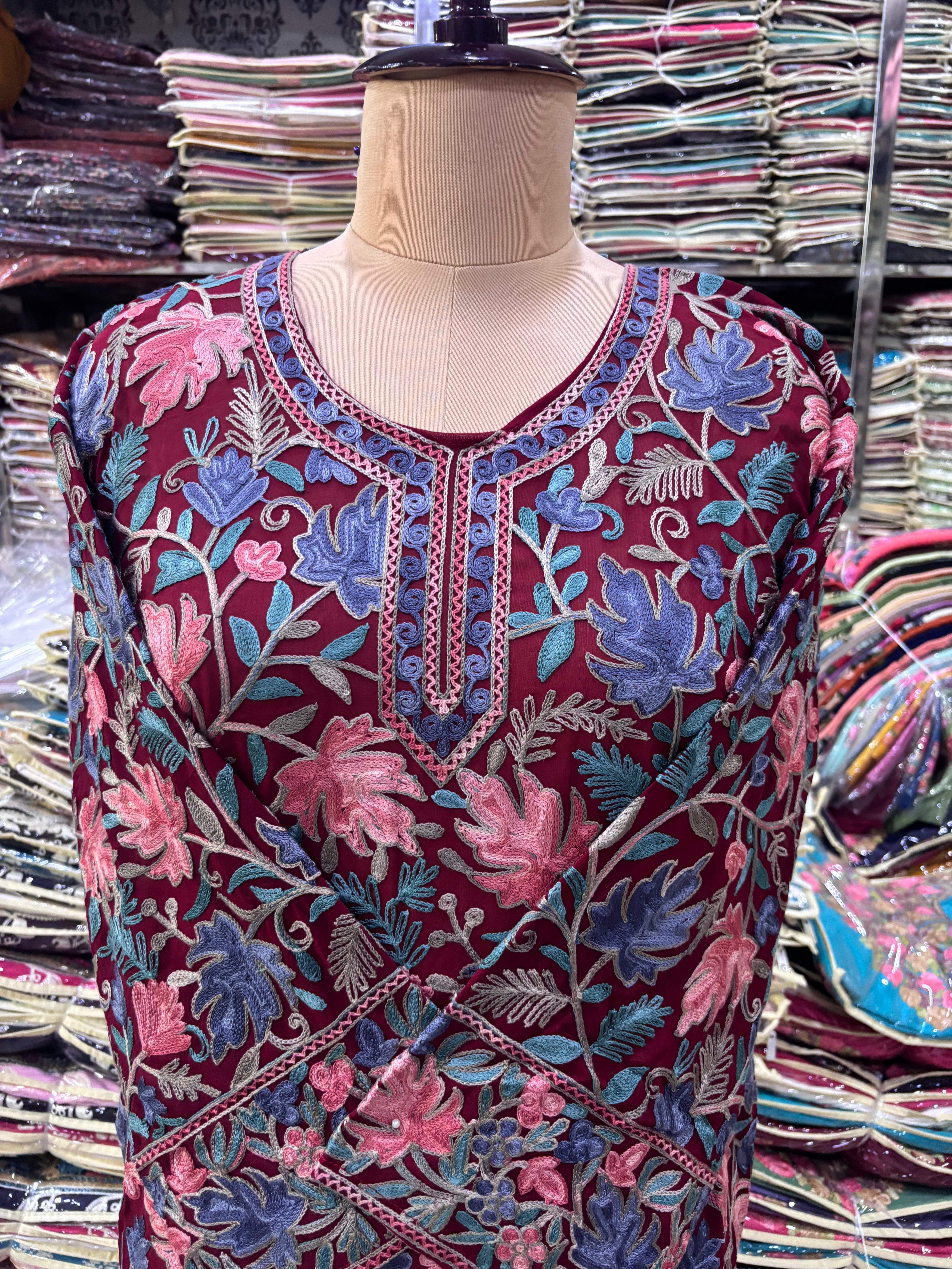 Chinar georgette embroidery kurti fits upto 48