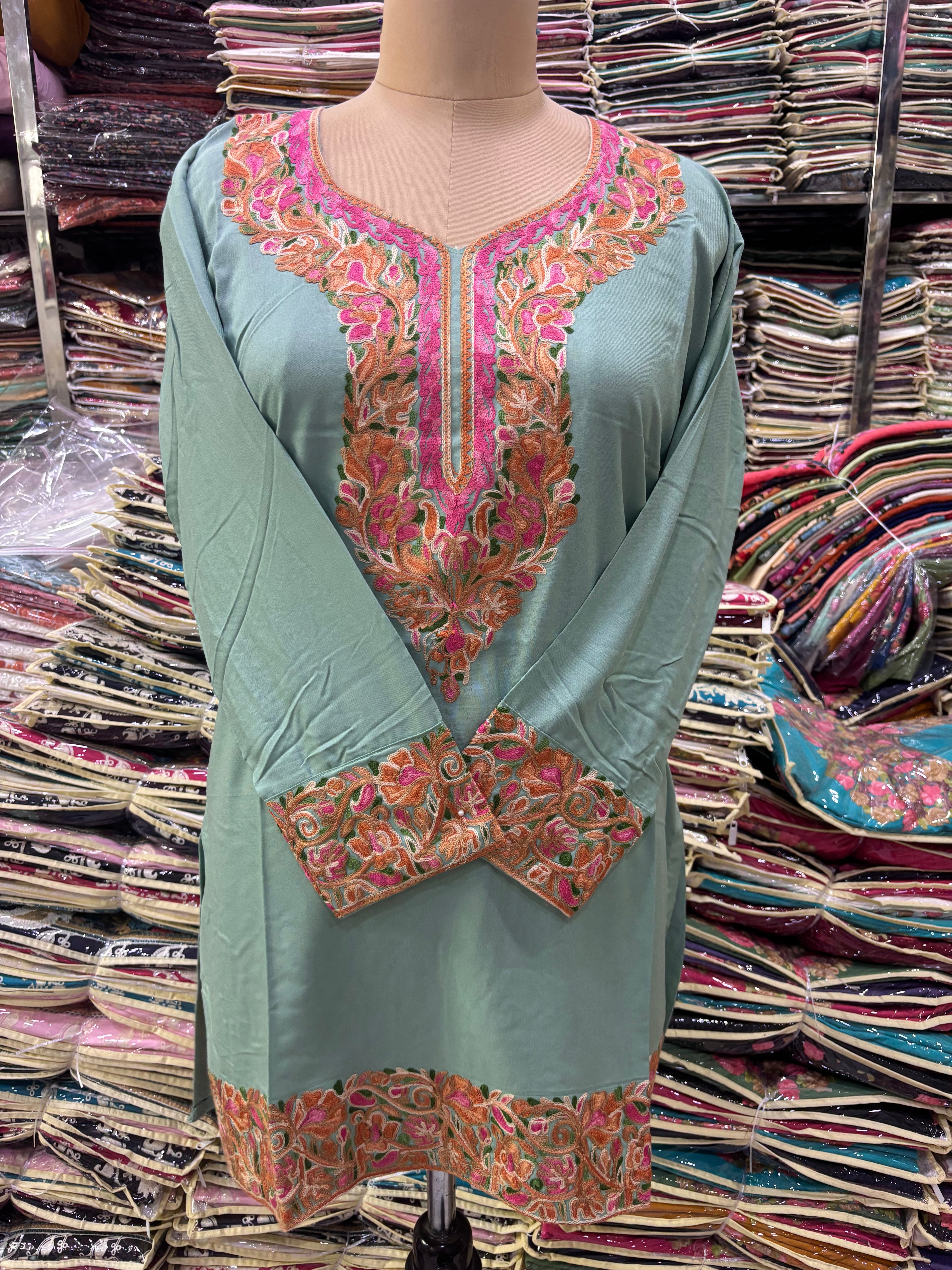Viscose cotton embroidery kurti fits upto 44