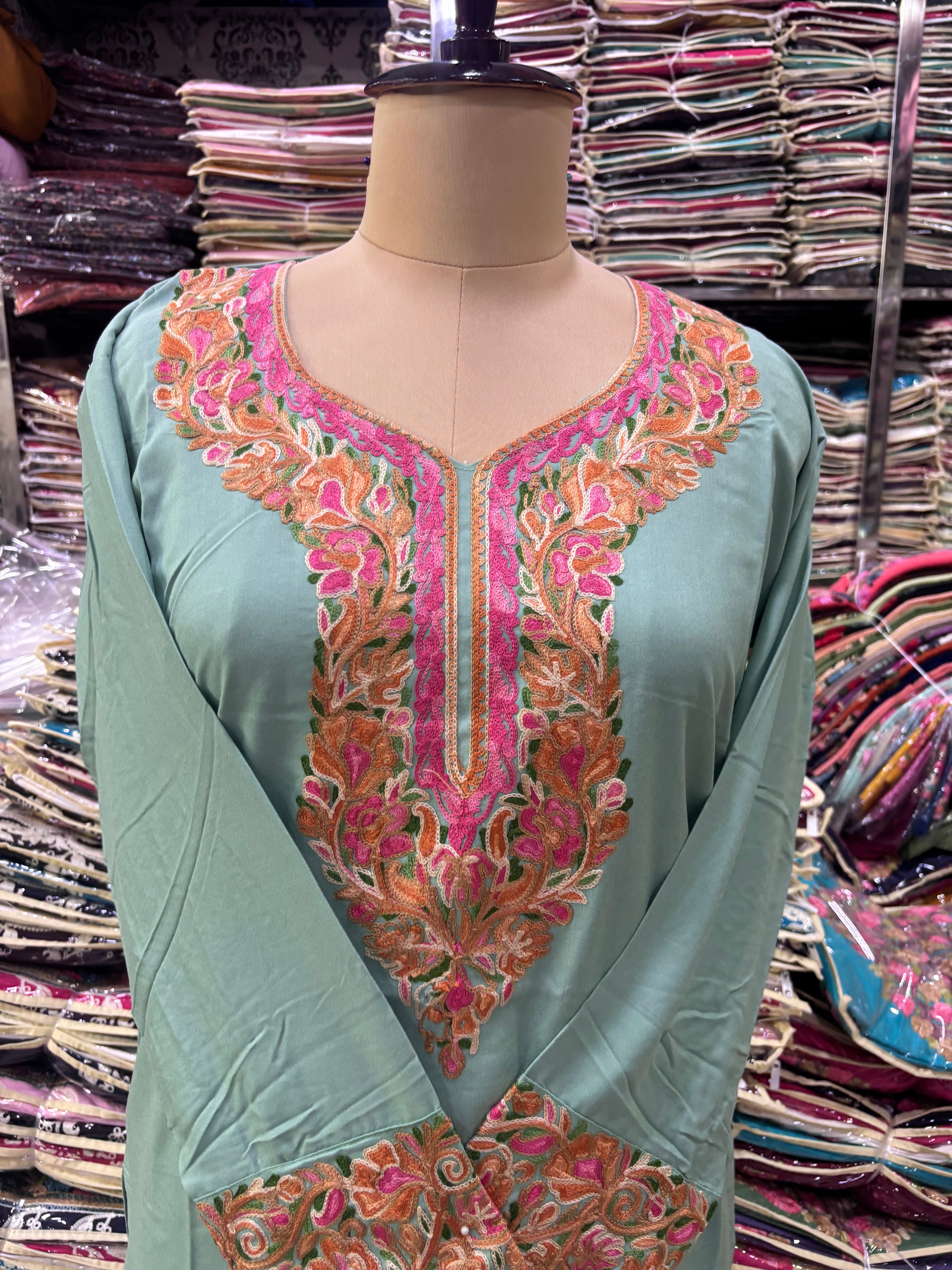 Viscose cotton embroidery kurti fits upto 44