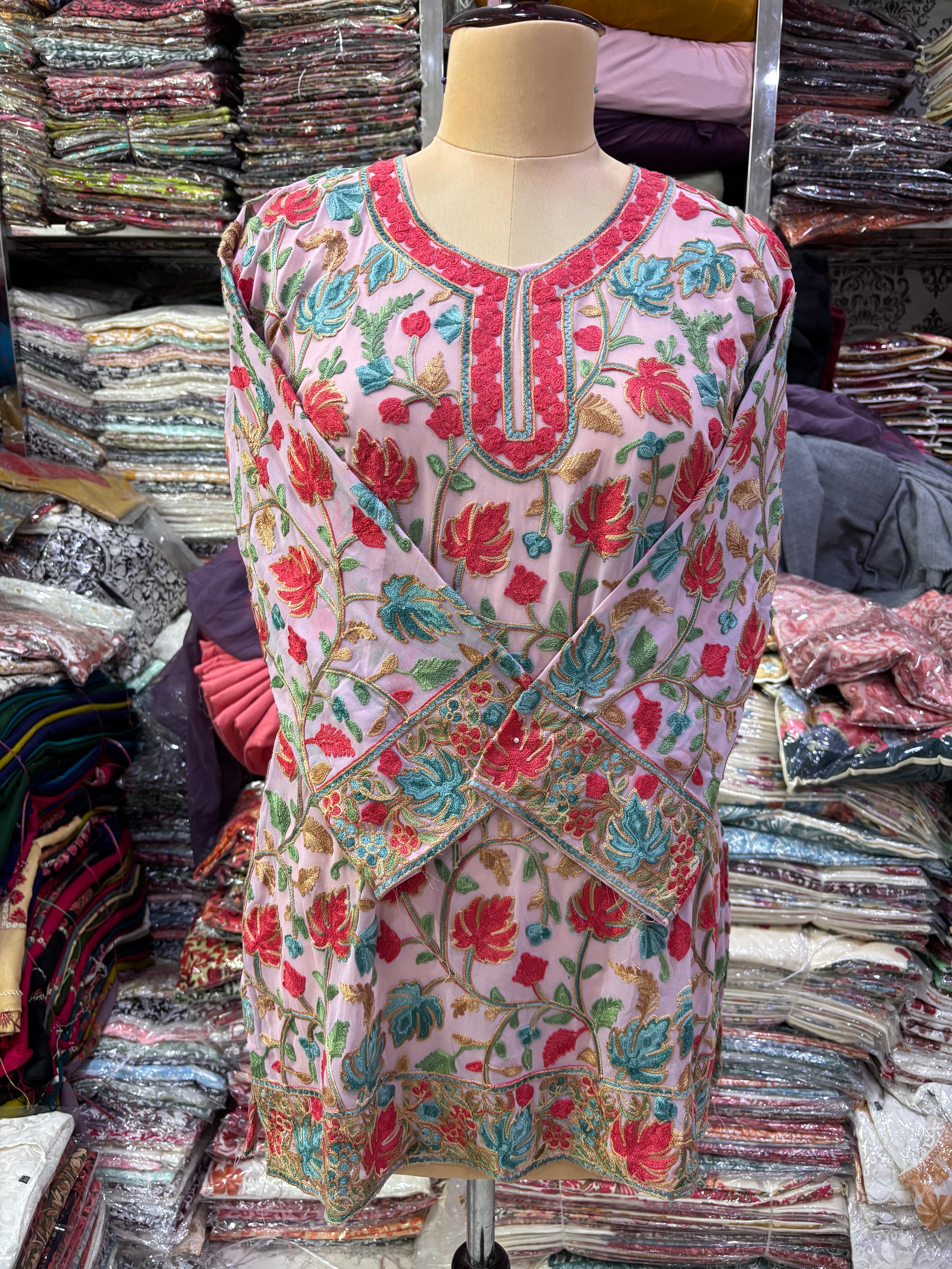 Pink Georgette chinar top
