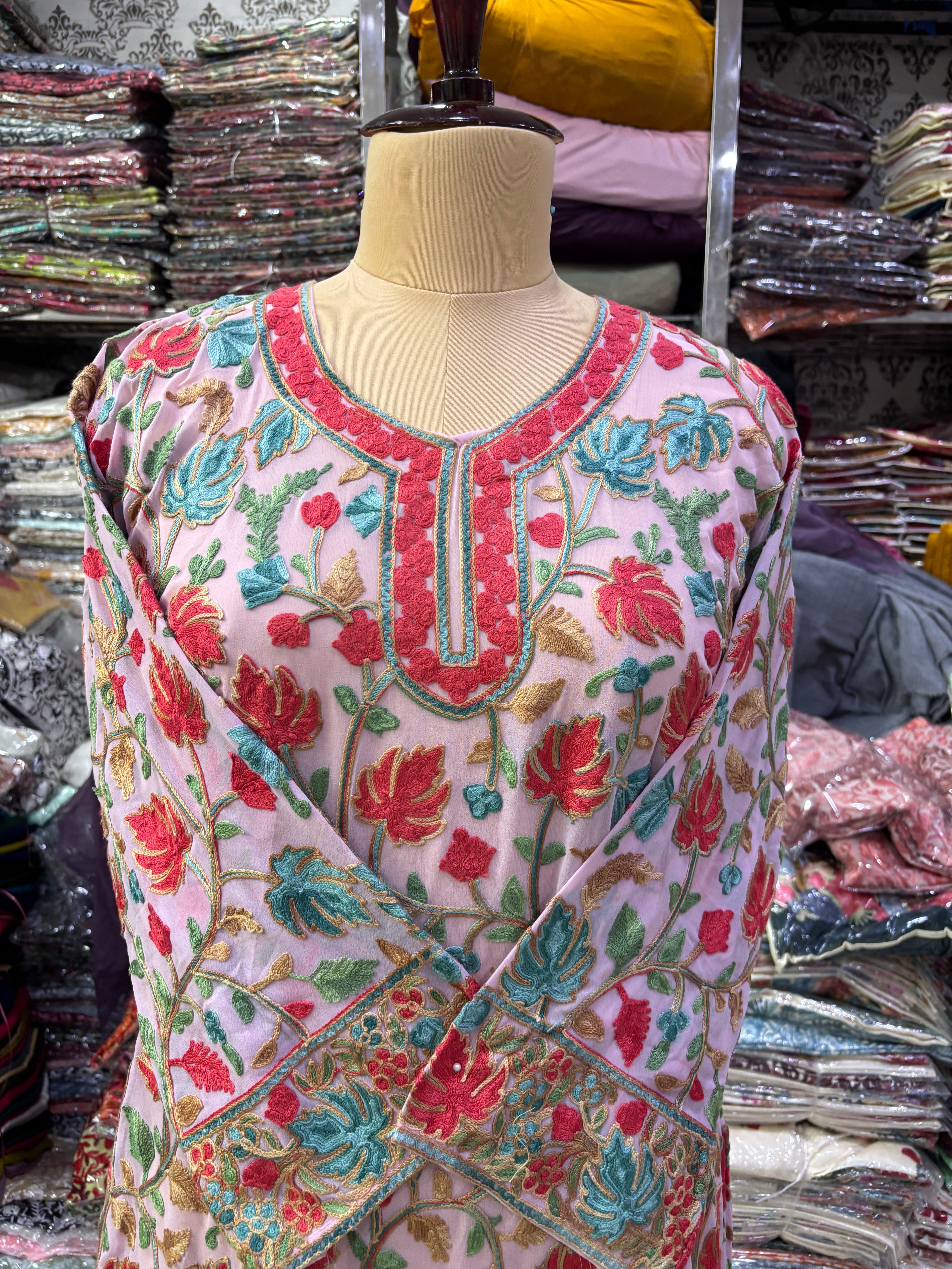 Pink Georgette chinar top
