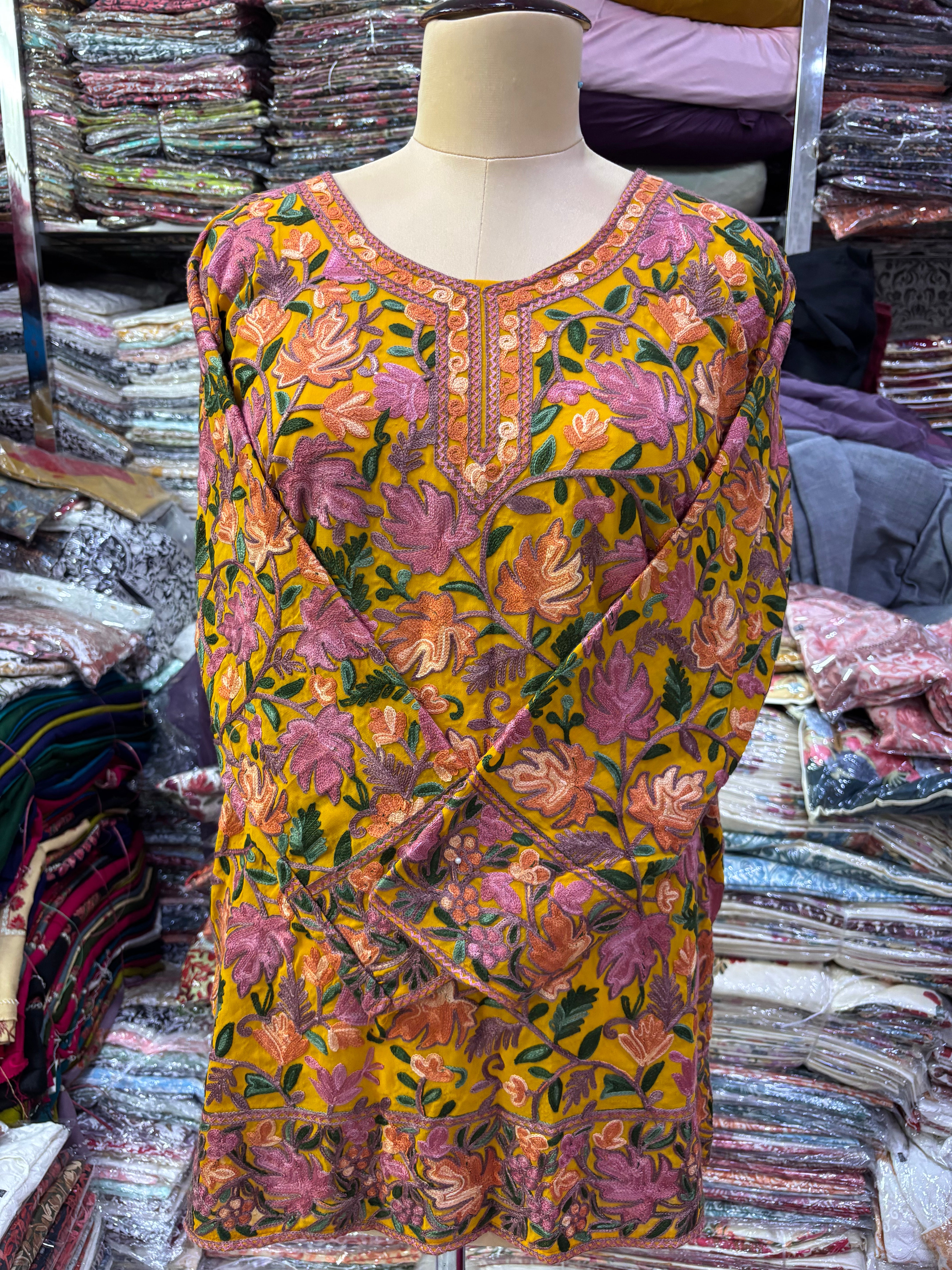 Mustard Georgette chinar top