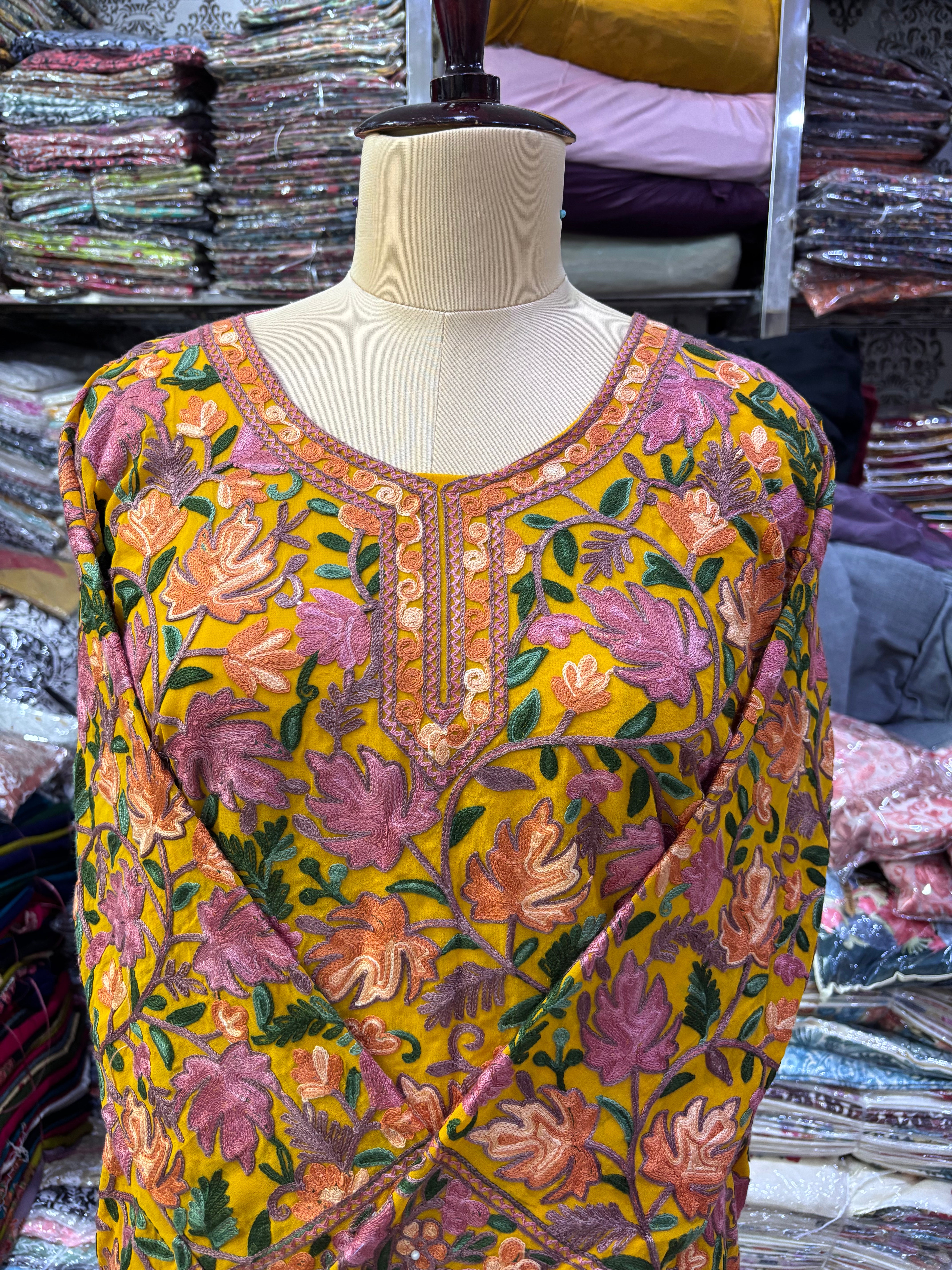 Mustard Georgette chinar top
