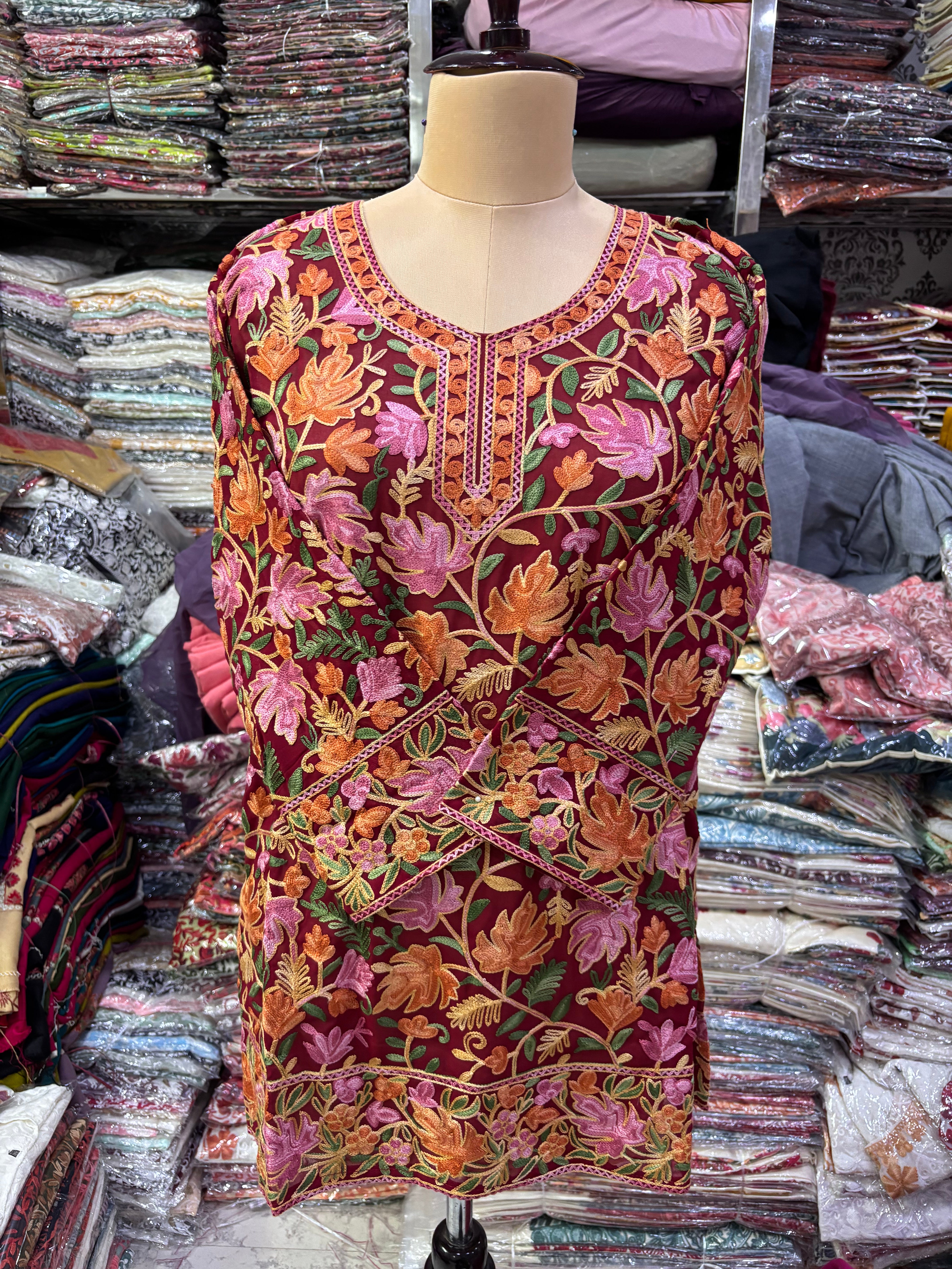 Maroon Georgette chinar top