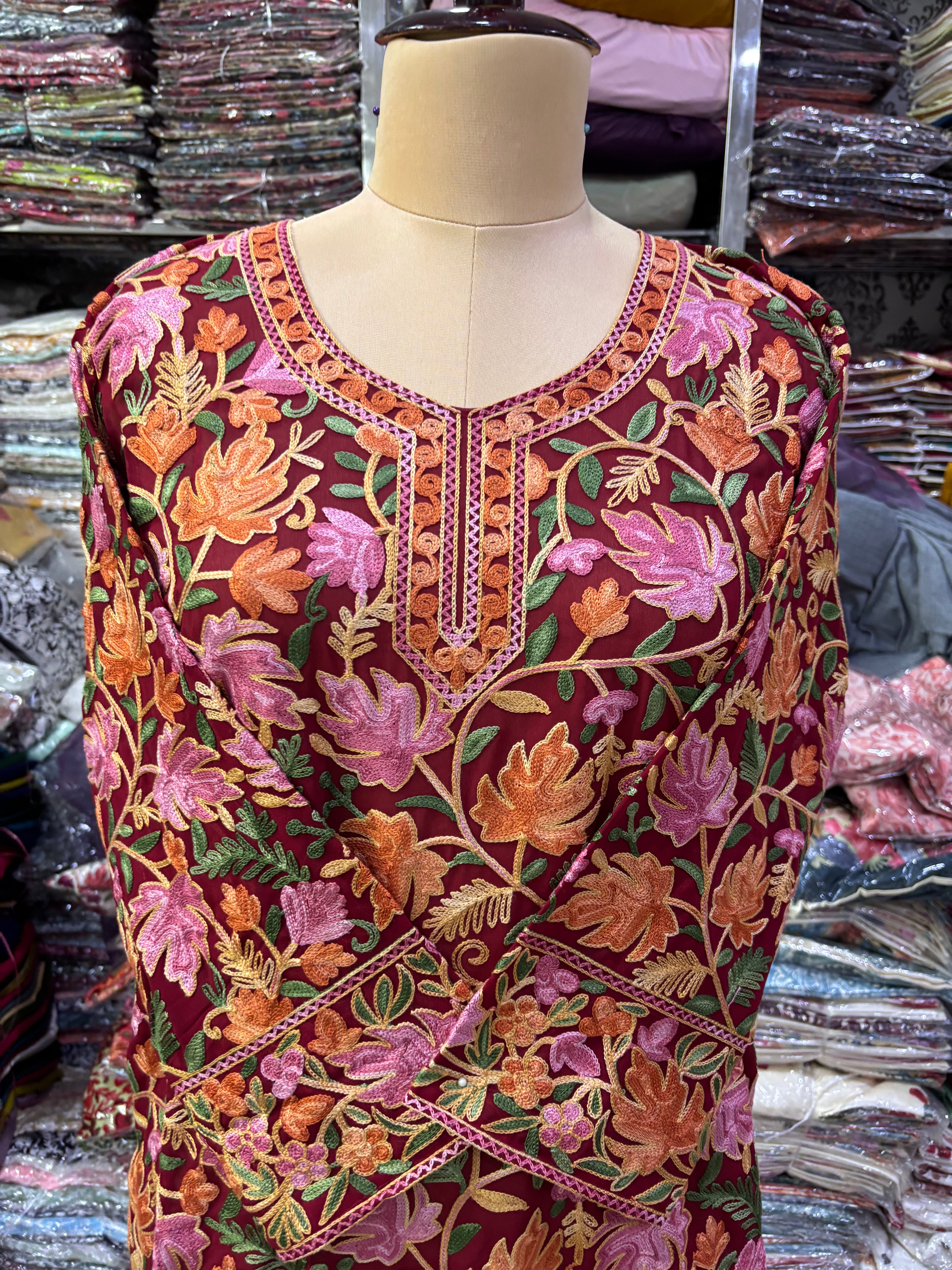 Maroon Georgette chinar top