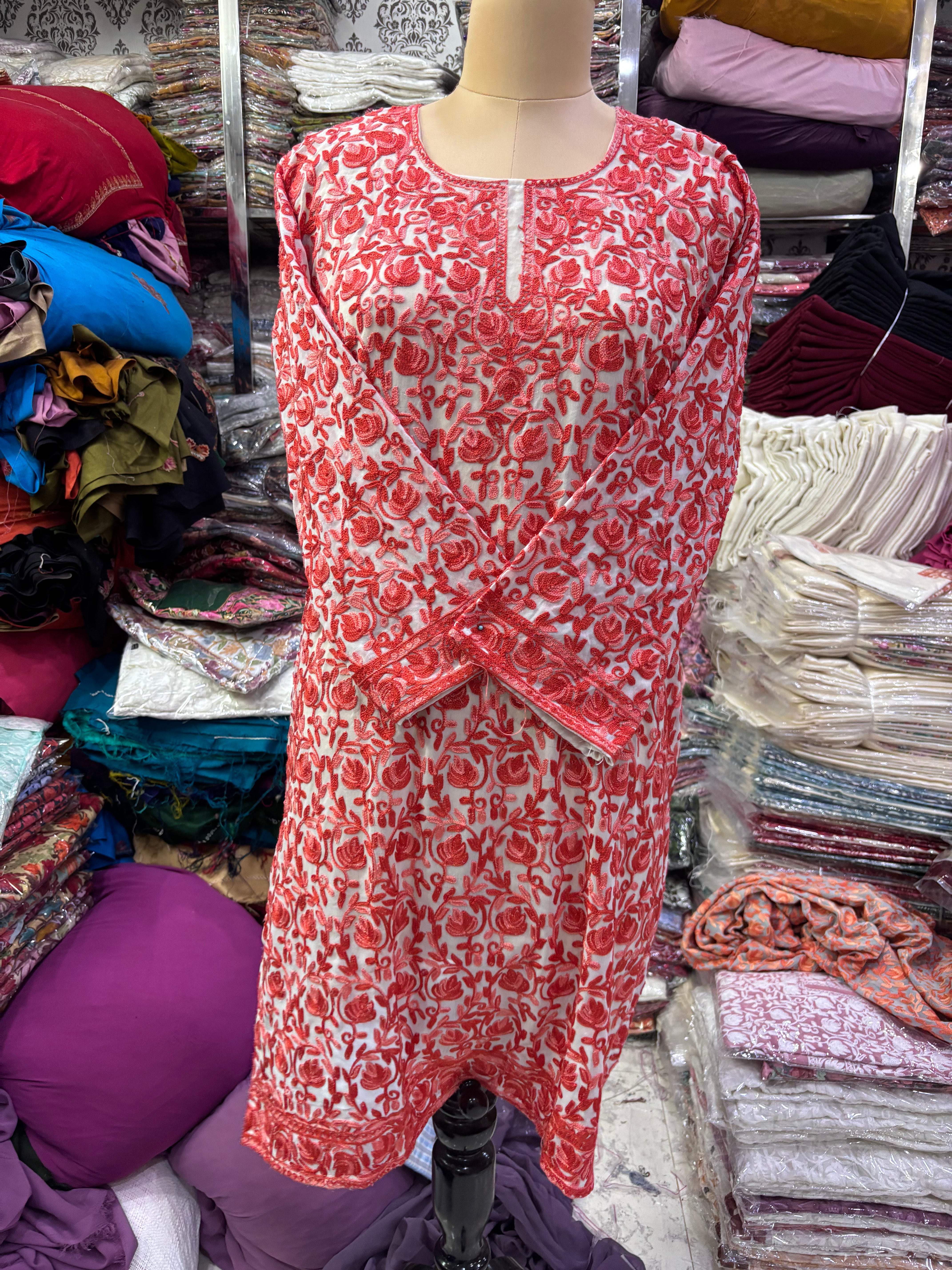 Georgette embroidery kurti size freesize upto 46 inches