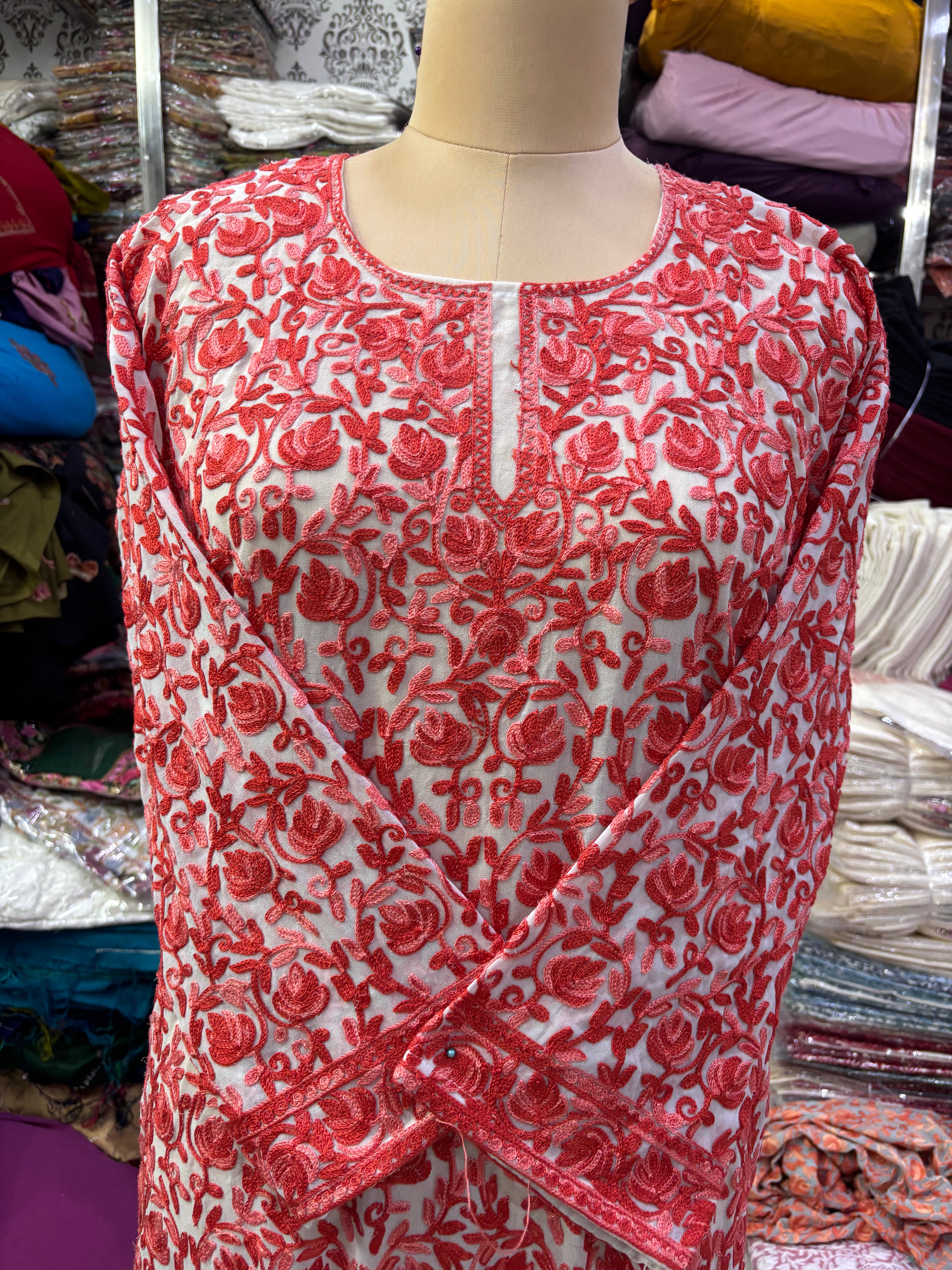 Georgette embroidery kurti size freesize upto 46 inches