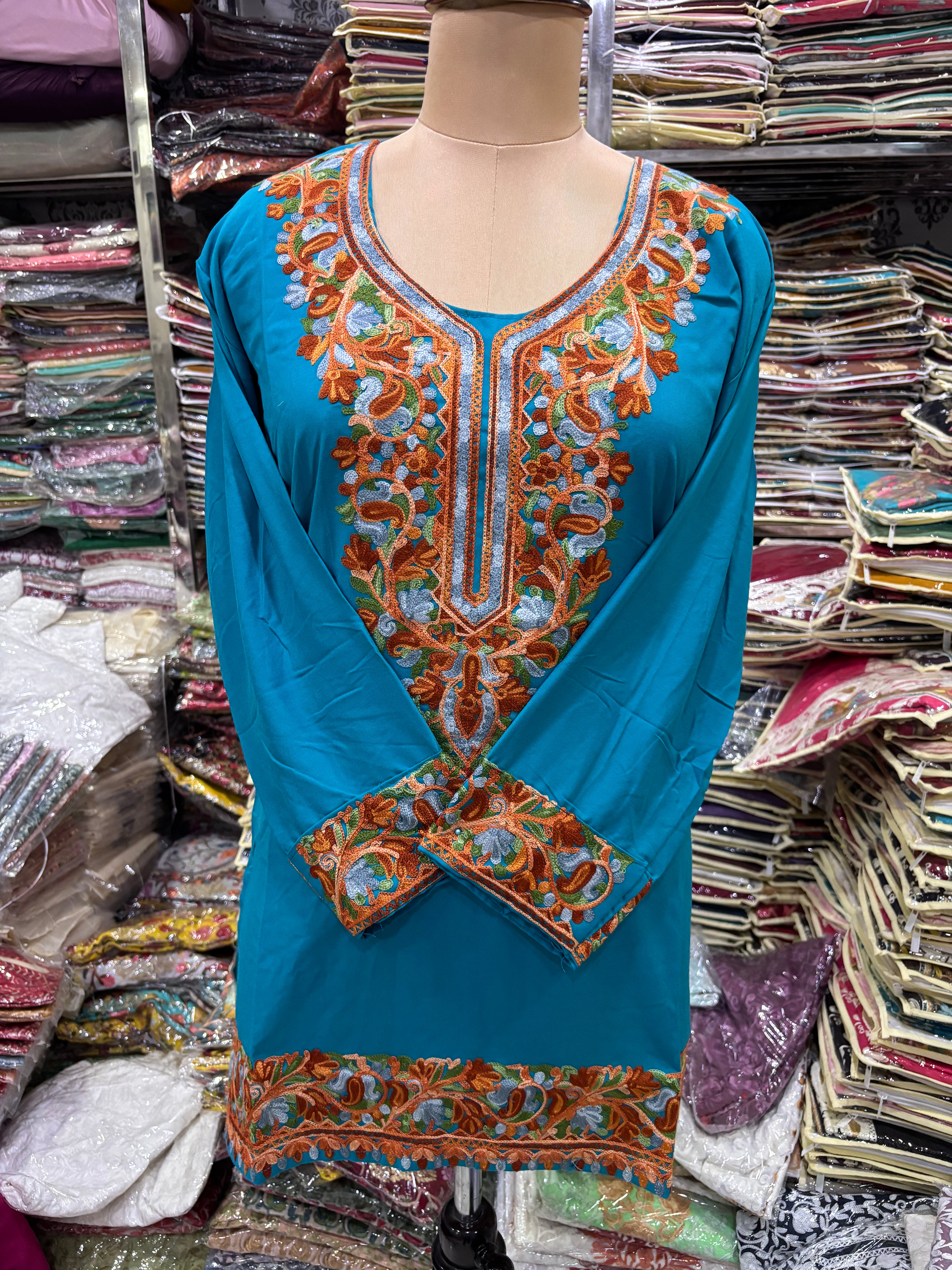 Viscose cotton kurti with embroidery work Size-46