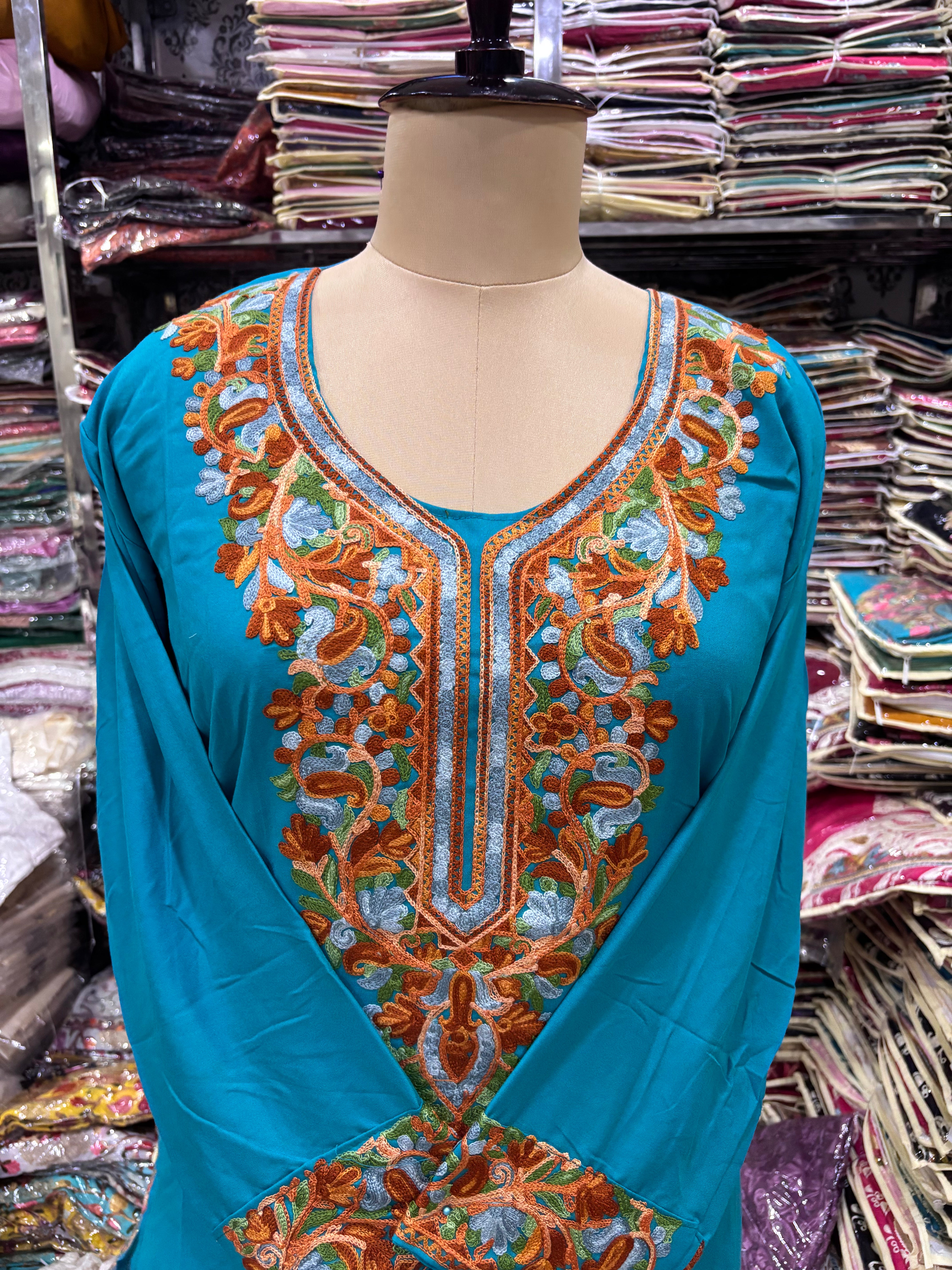 Viscose cotton kurti with embroidery work Size-46