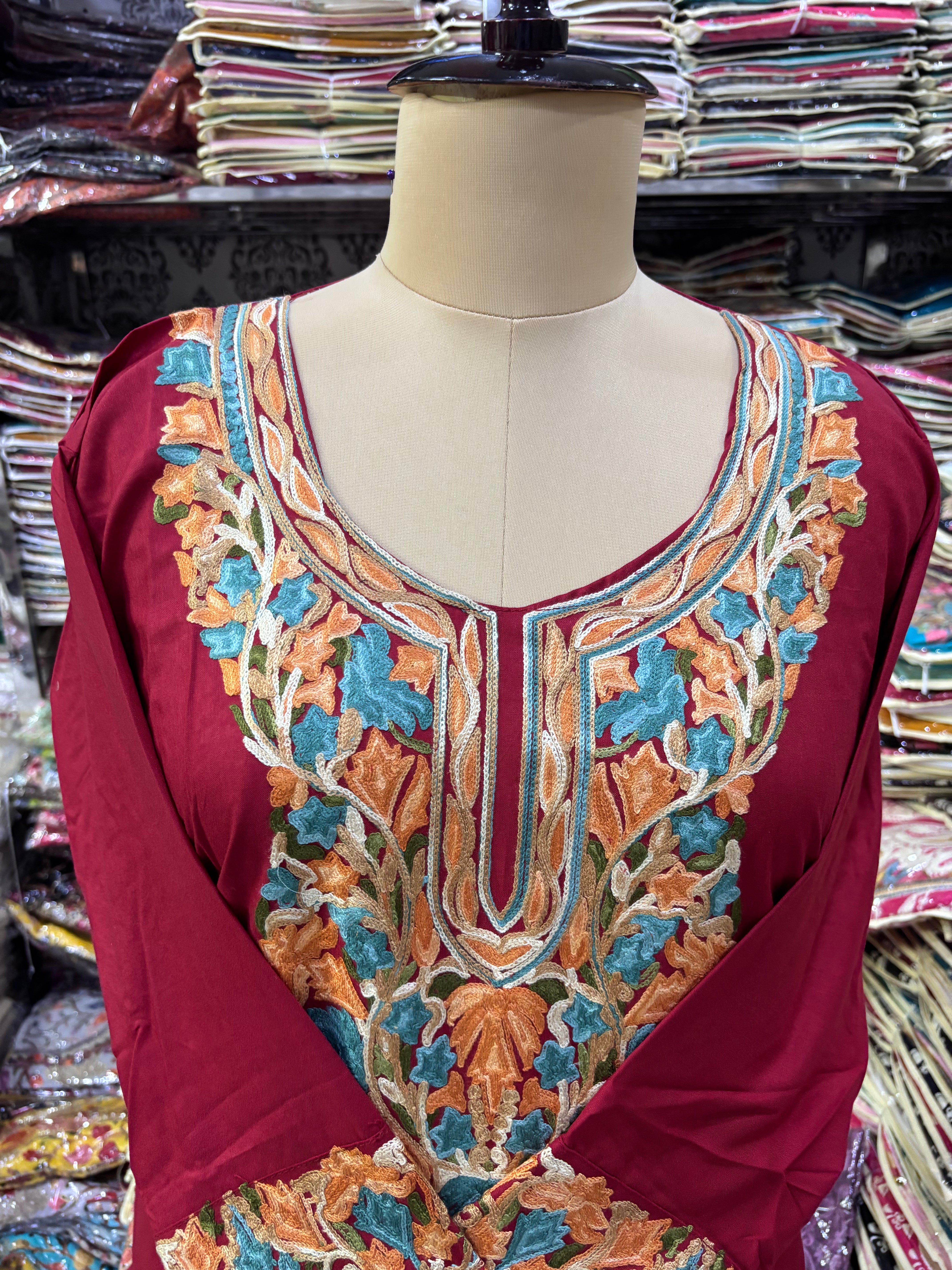 Viscose cotton kurti with embroidery work Size-44