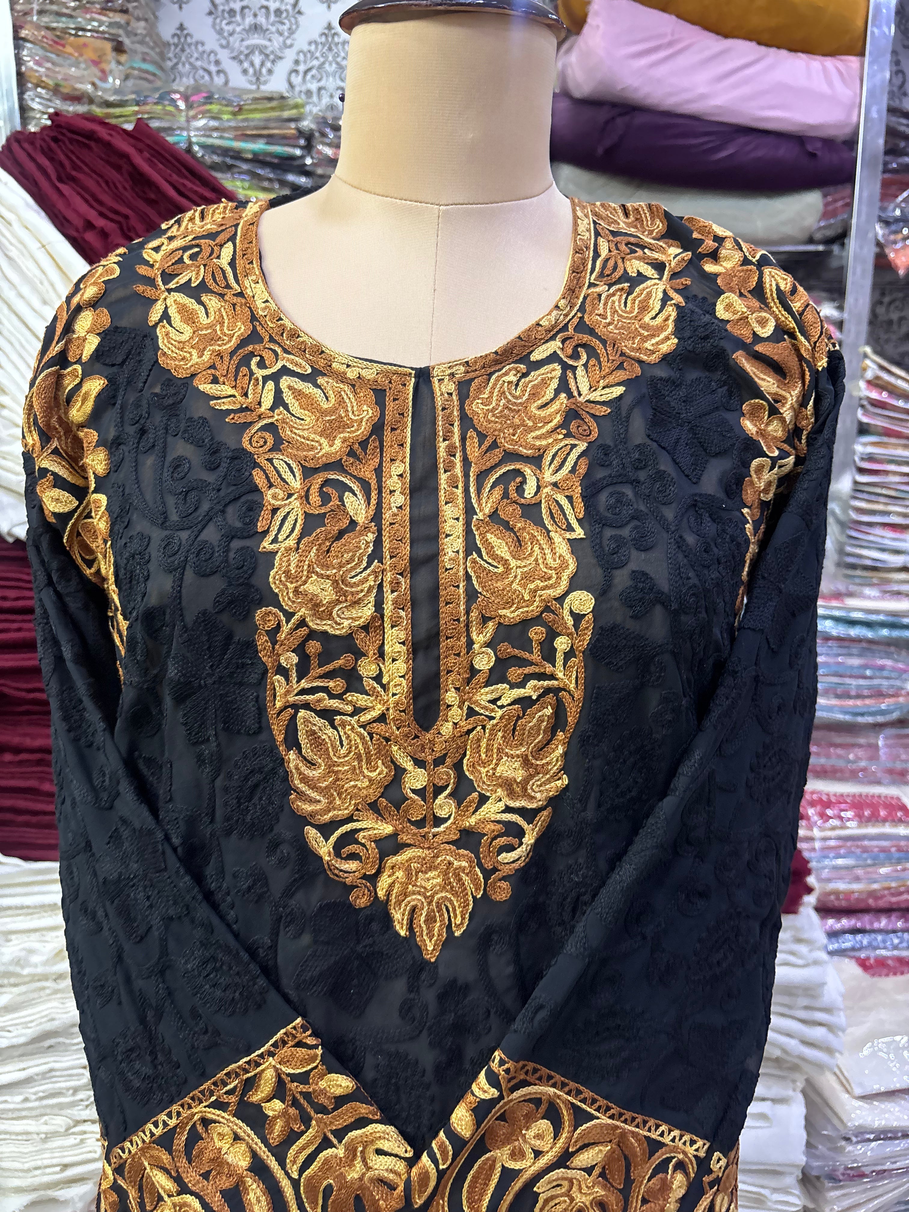 Georgette embroidery kurti freesize upto 44 inches